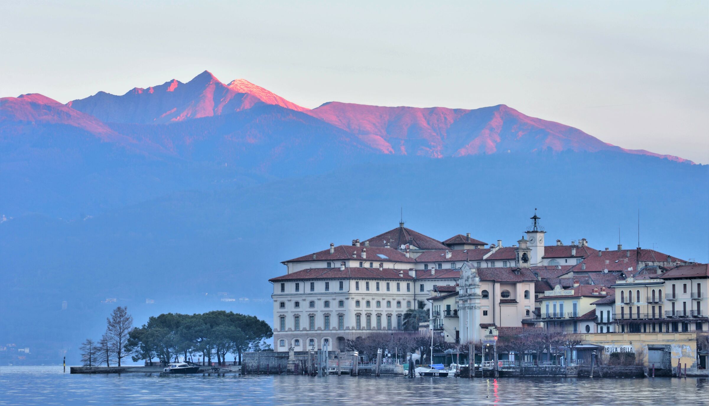 Beautiful island and behind the peaks above Verbania with the...