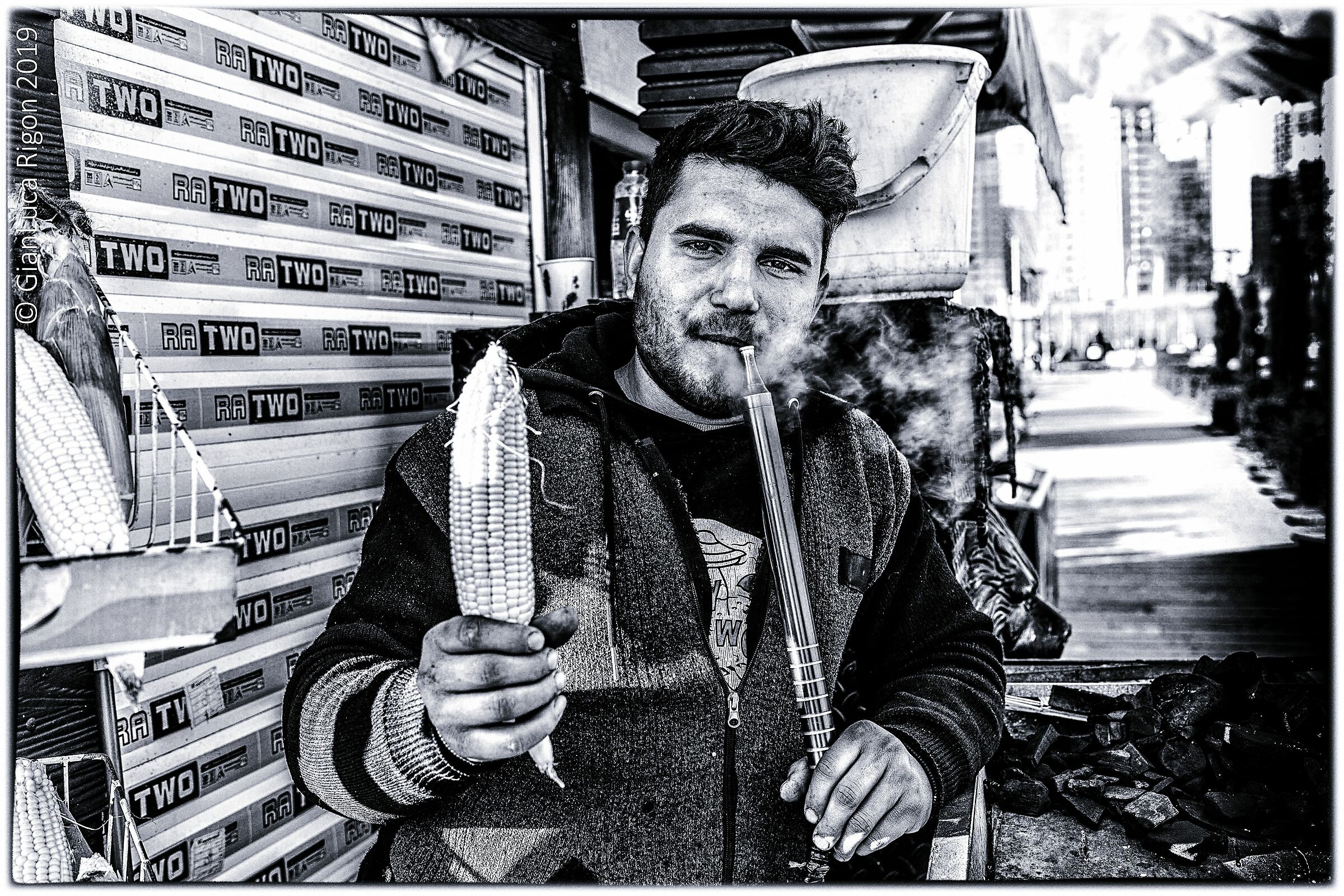 Corn-cobs salesman in Tehran...