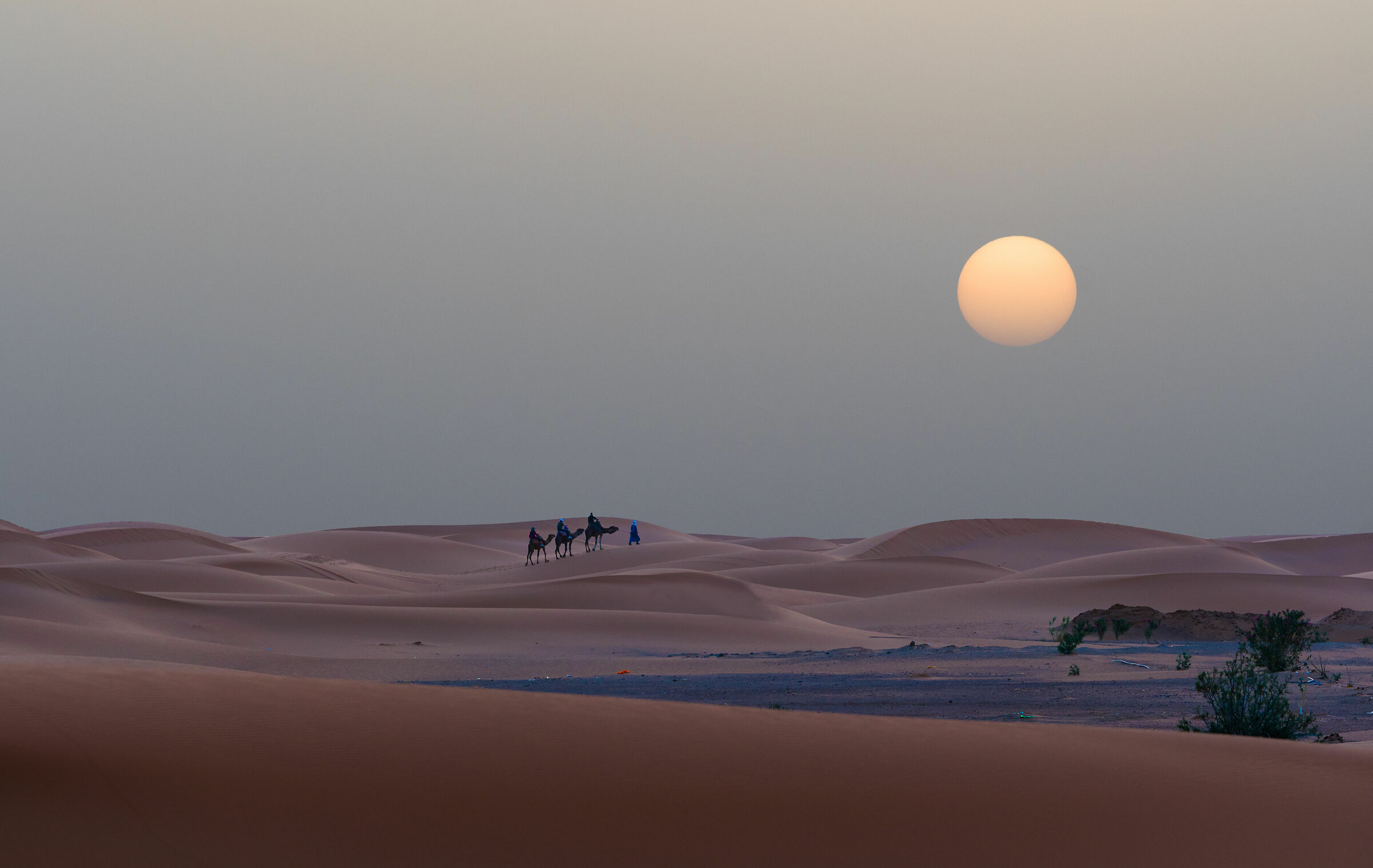 Sunset in the Sahara desert...