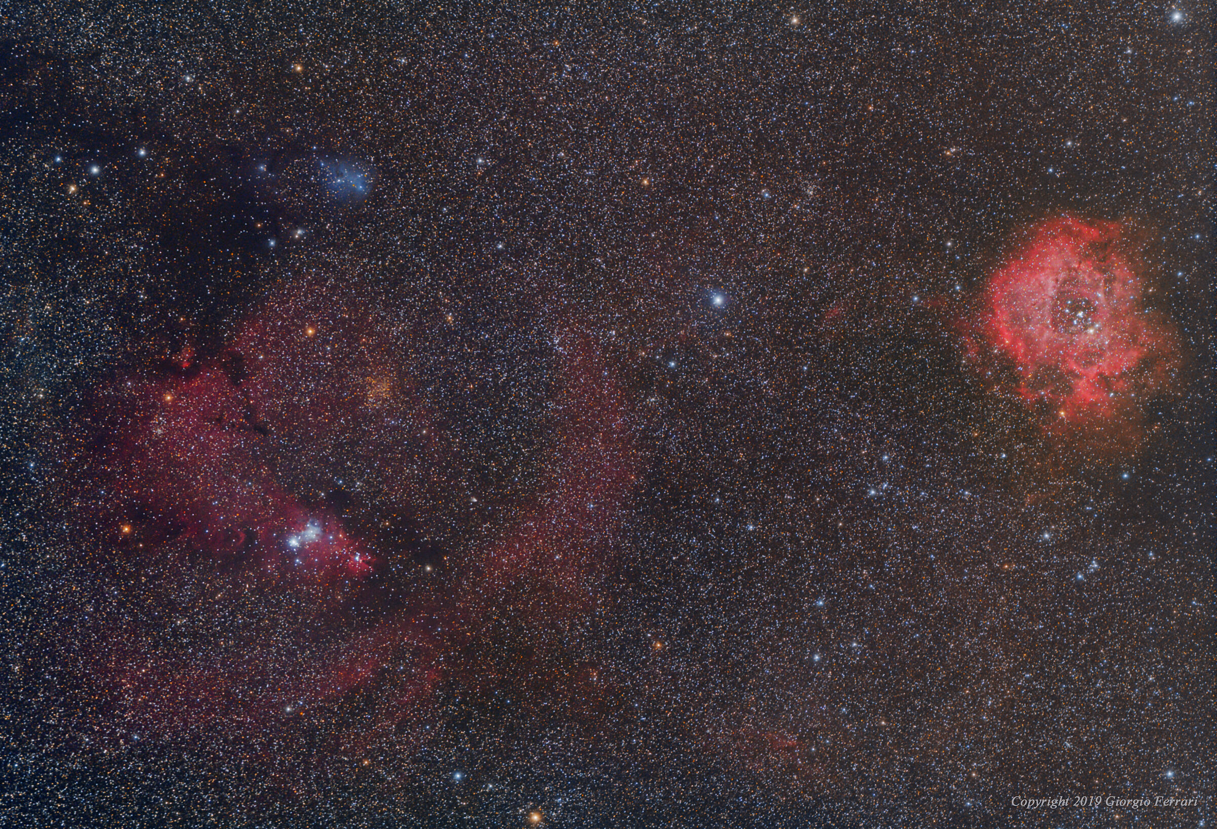 Complex Cone Nebula and Rosette Nebula...