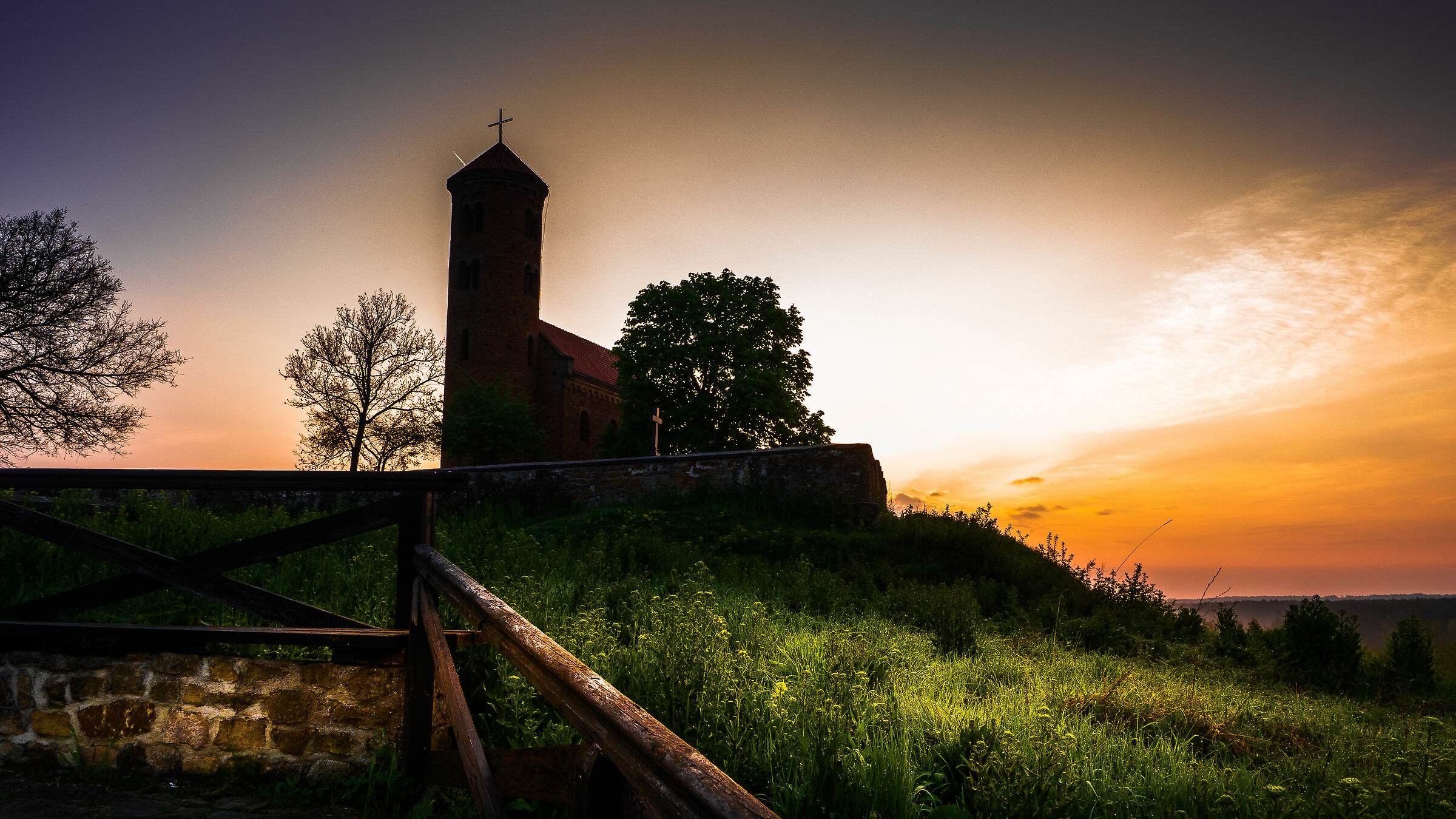 Sunrise over the church in Inowlodz...