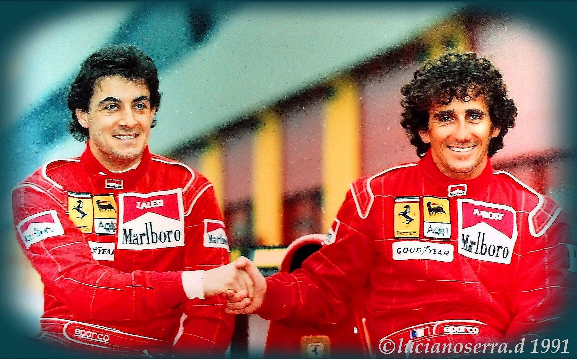 Jean Alesì ed Alain Prost piloti Ferrari nel 1991...