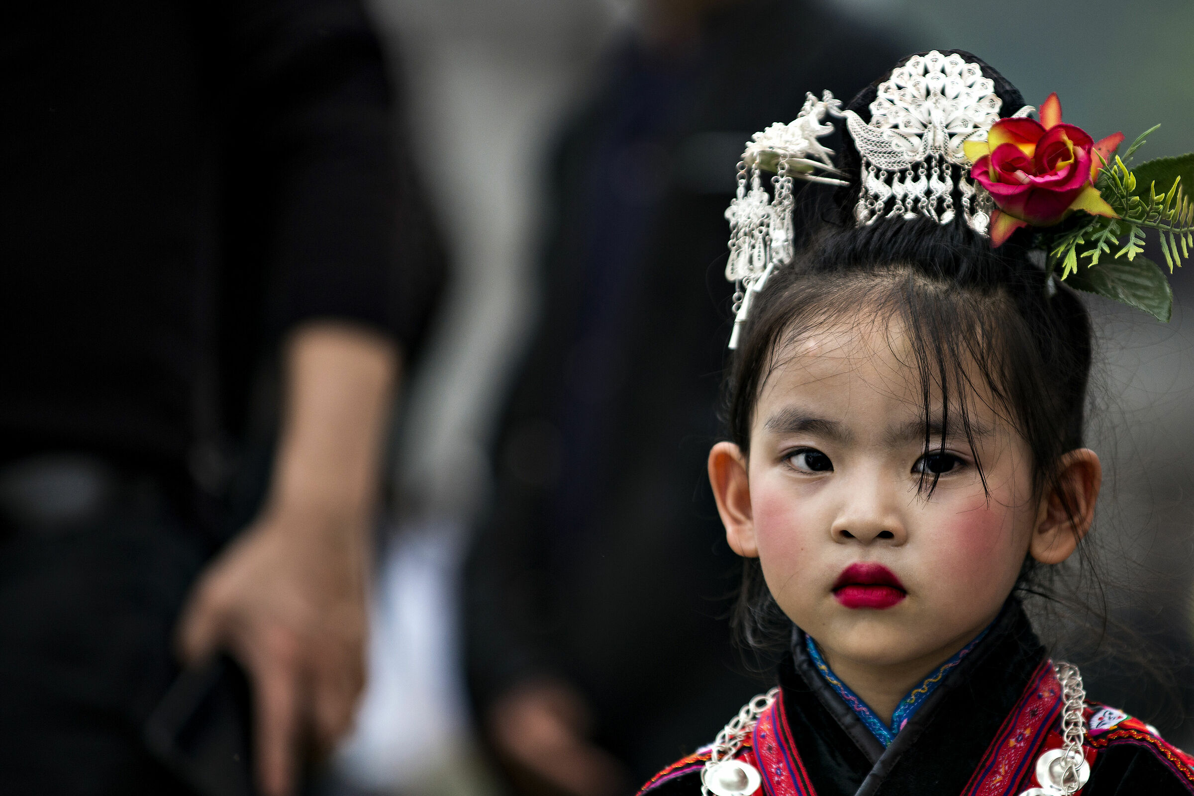 China, Shidong. Young dancer...