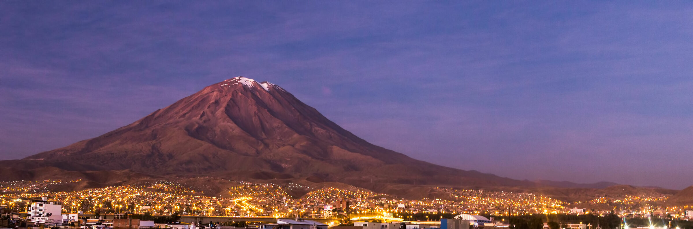 Volcano El Mismi with Arequipa by night...