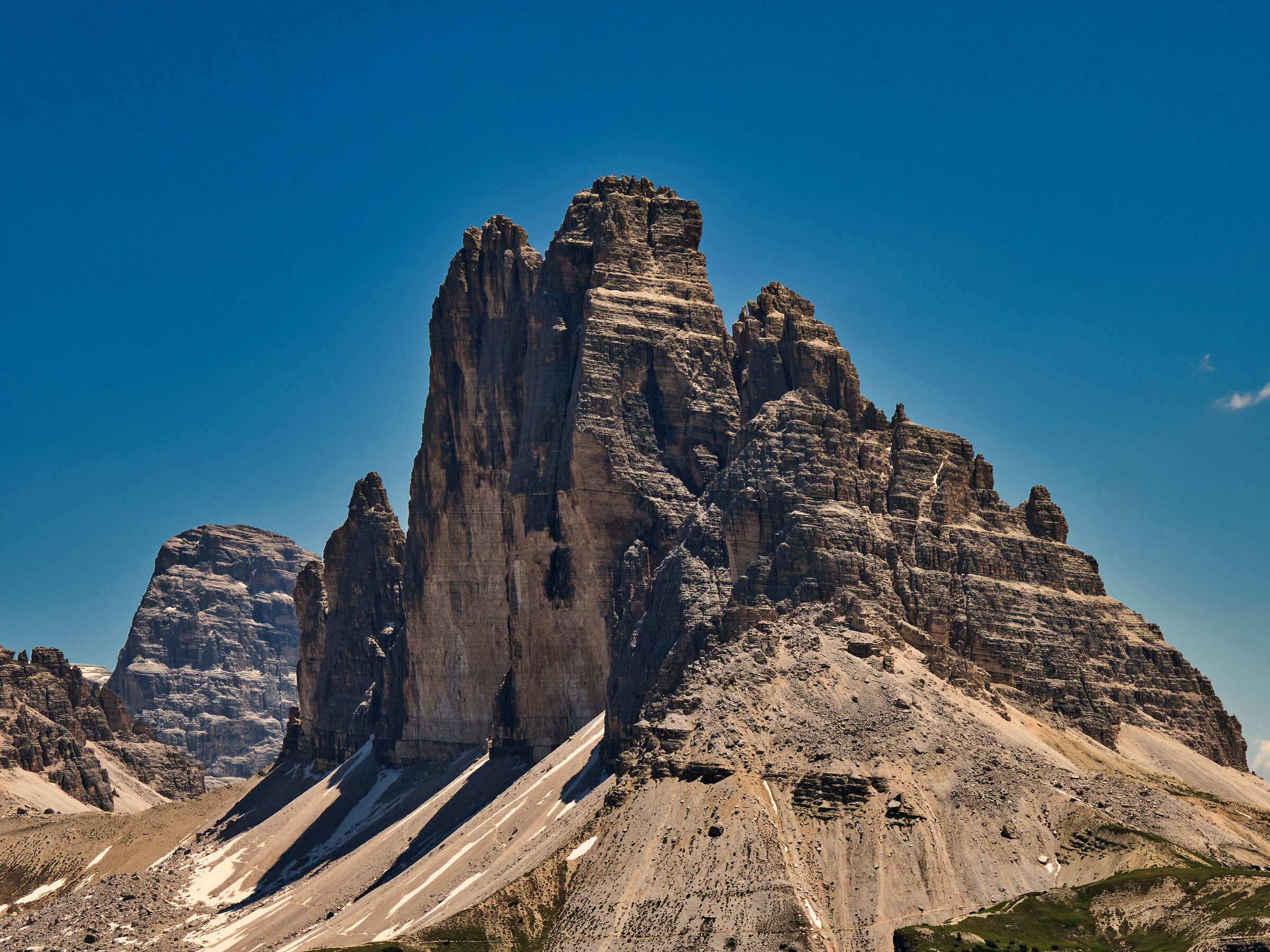 The three peaks of Lavaredo seen from Monte Piana...