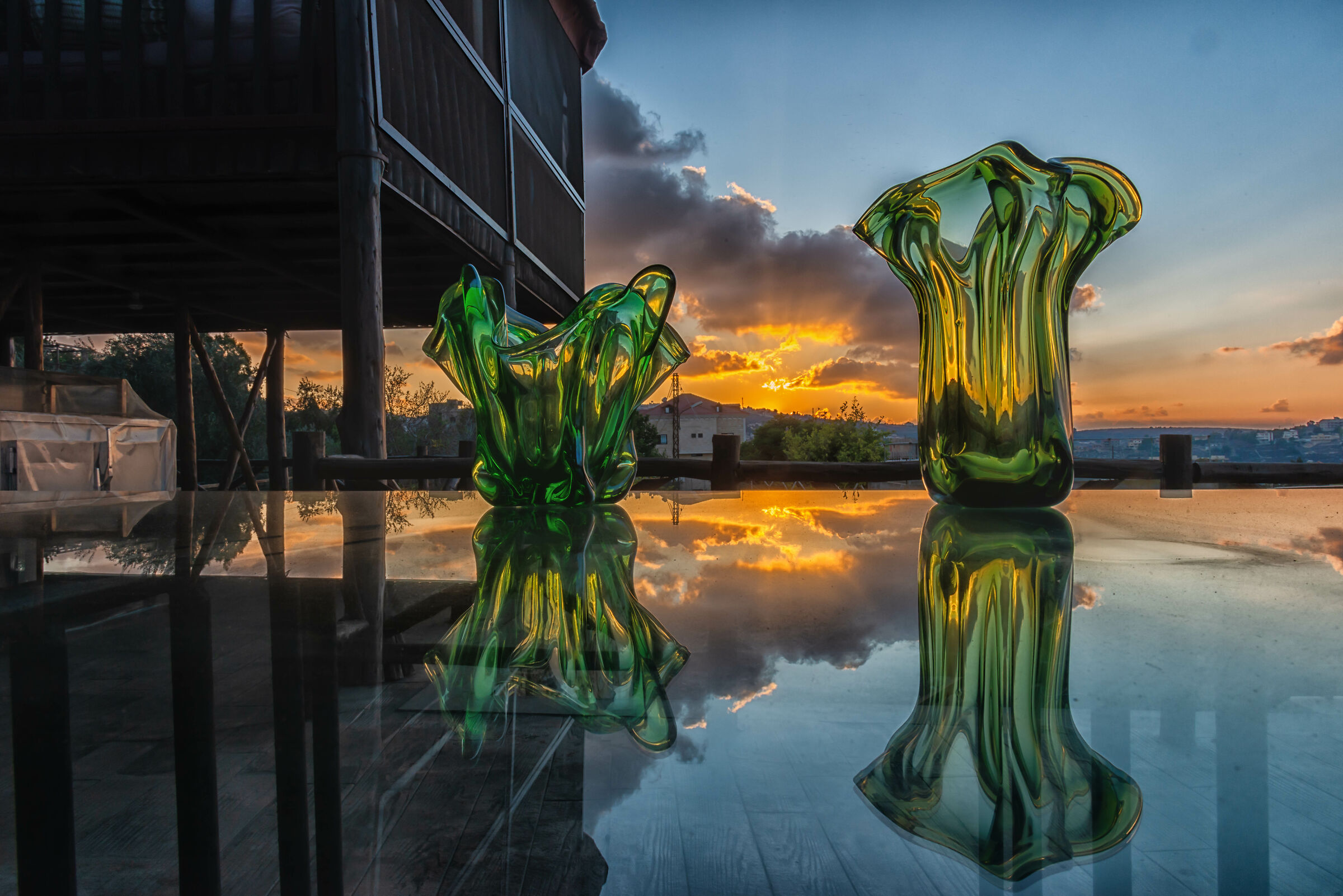 Vases, Sunset and Reflections...