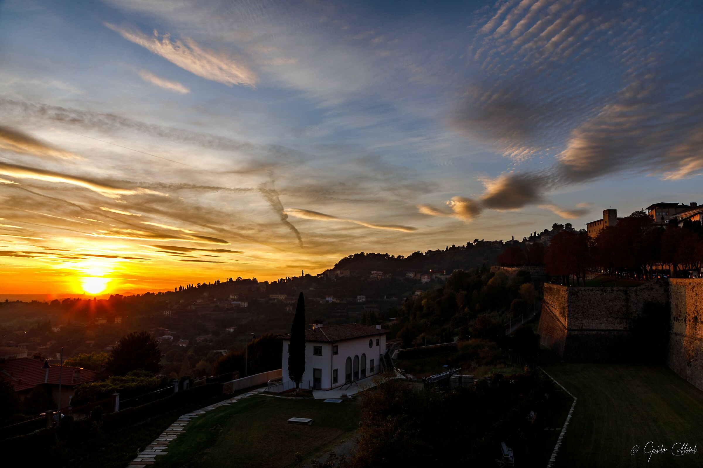 Sunset over the Walls of Bergamo High...