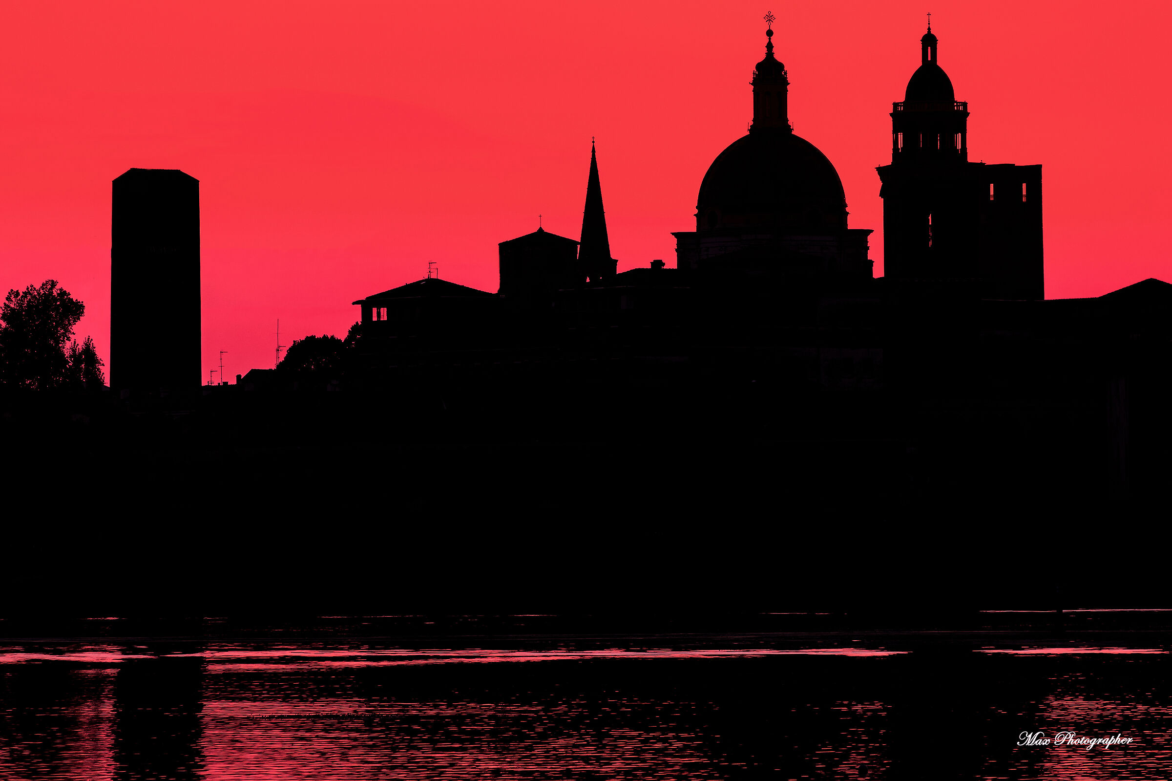 The towers of Mantova Silhouette...