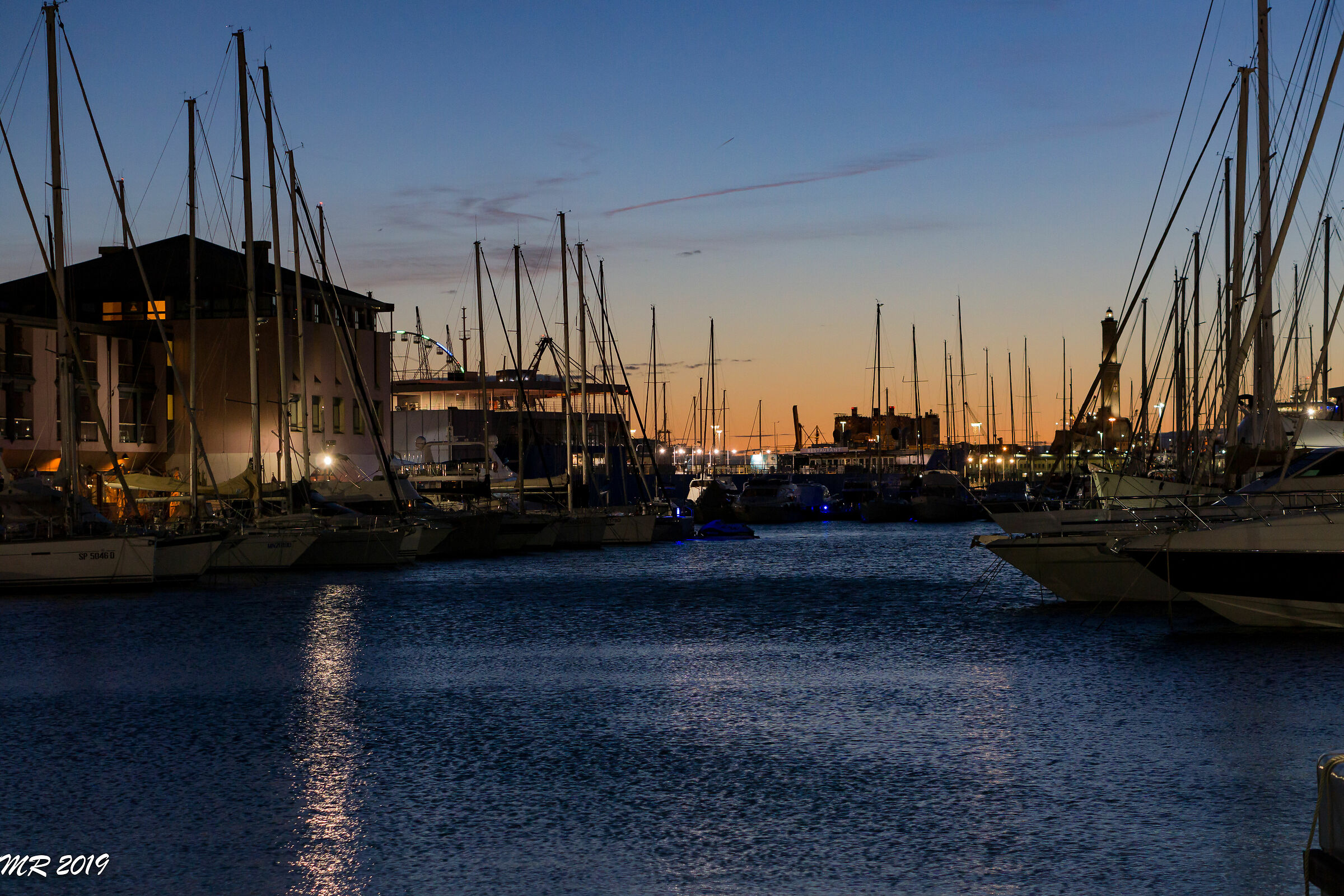 Port of Genoa - winter sunset ...