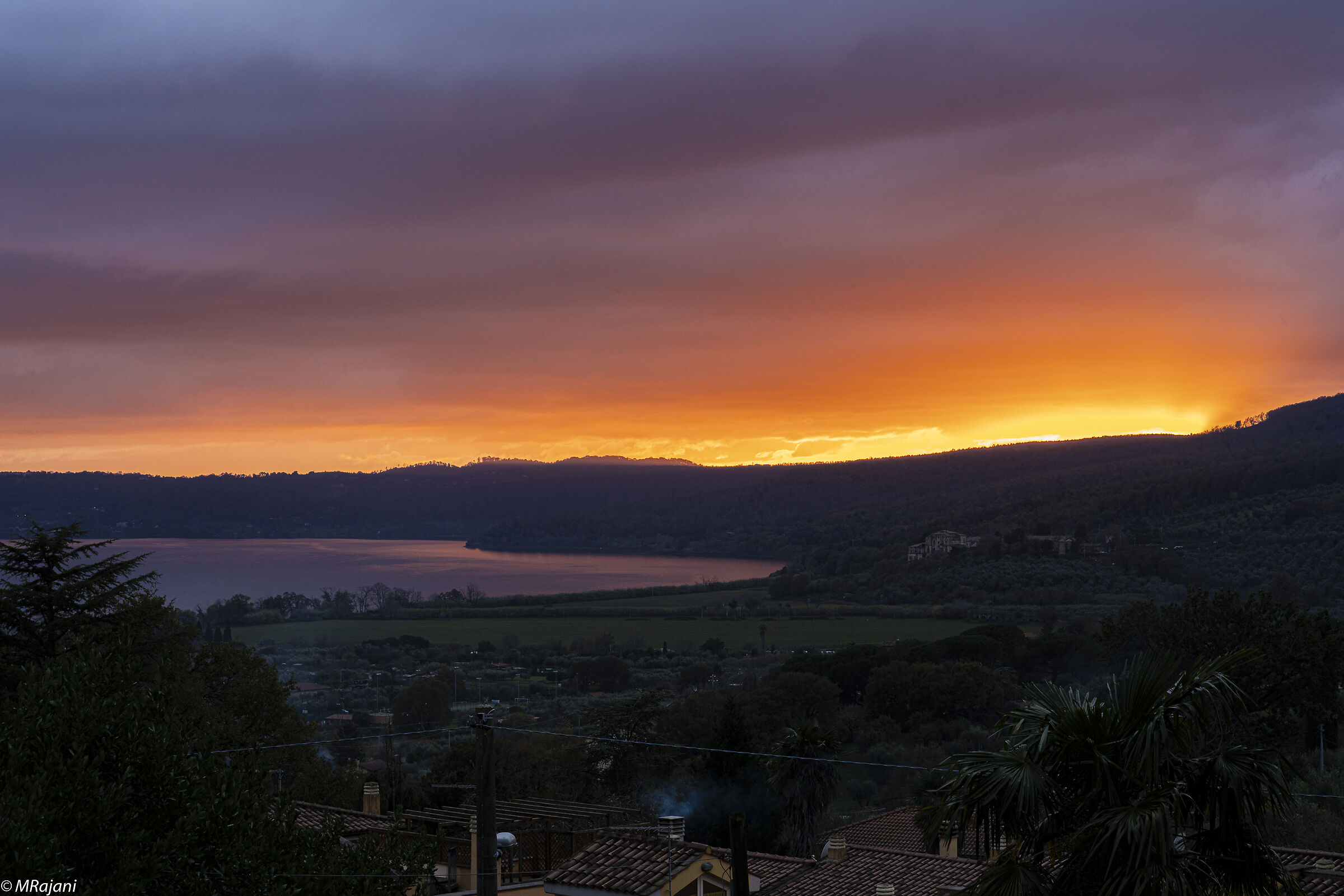 sunset from the terrace of the house on Lake Bracciano...