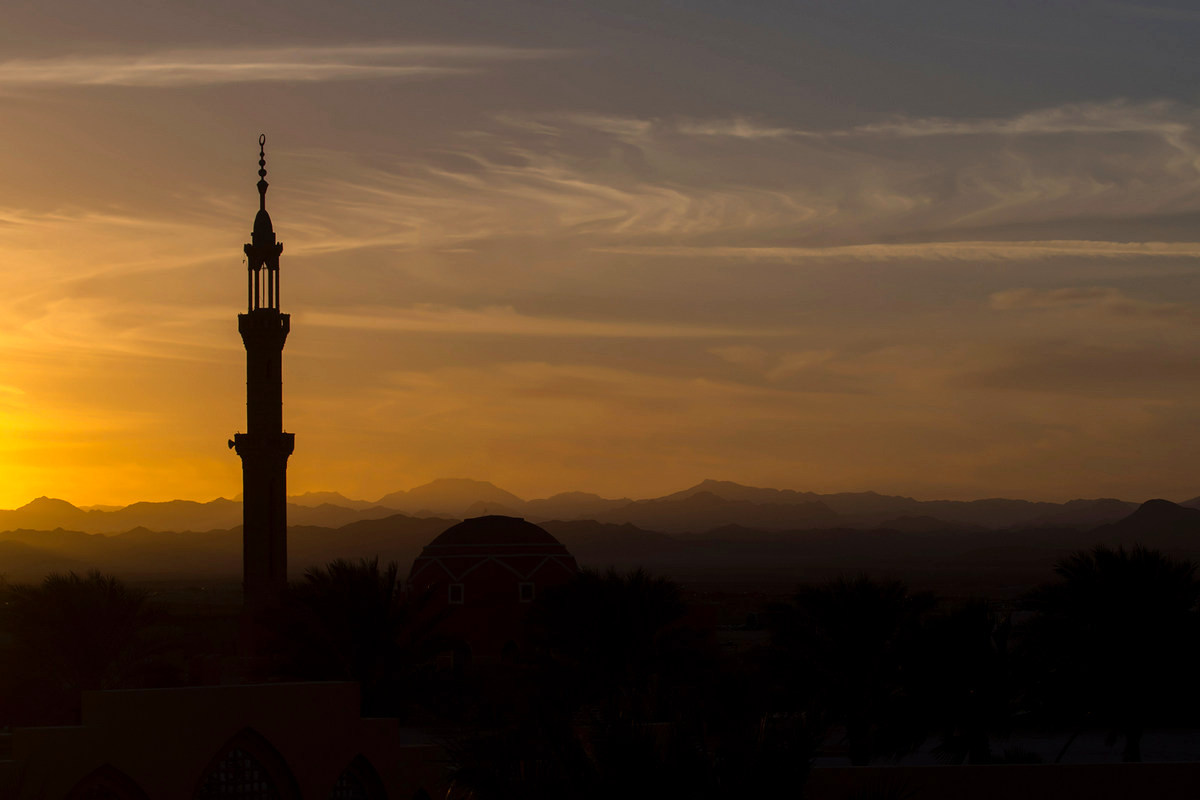 Sunset over the mosque...
