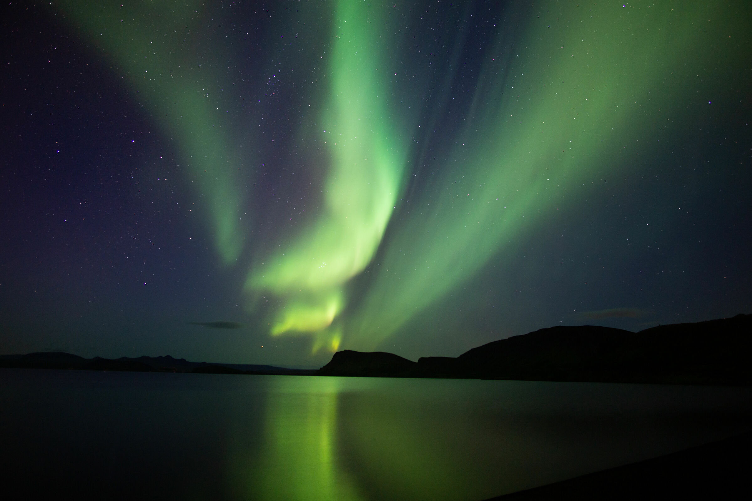 Aurora boreale, Þingvallavatn (Islanda)...