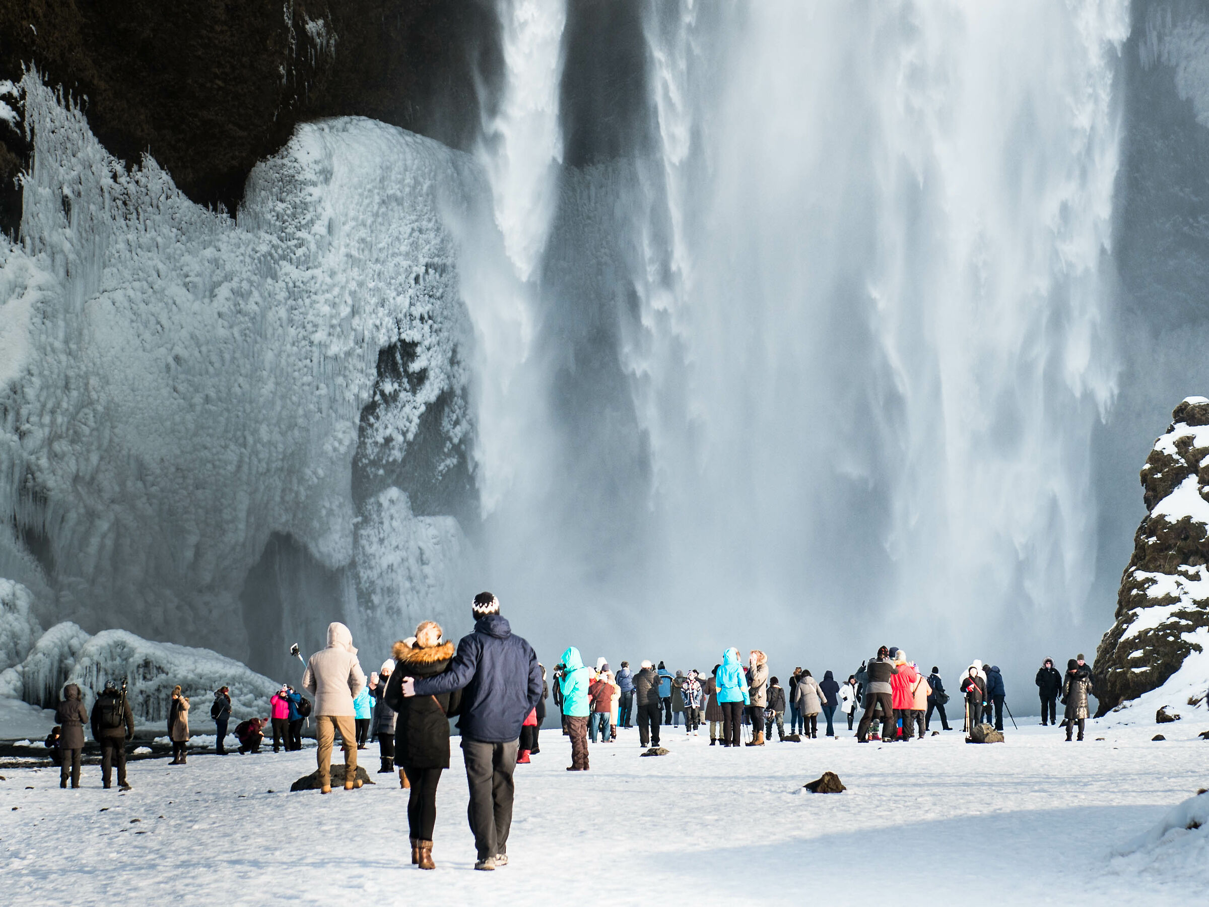 In admiration of the waterfall...