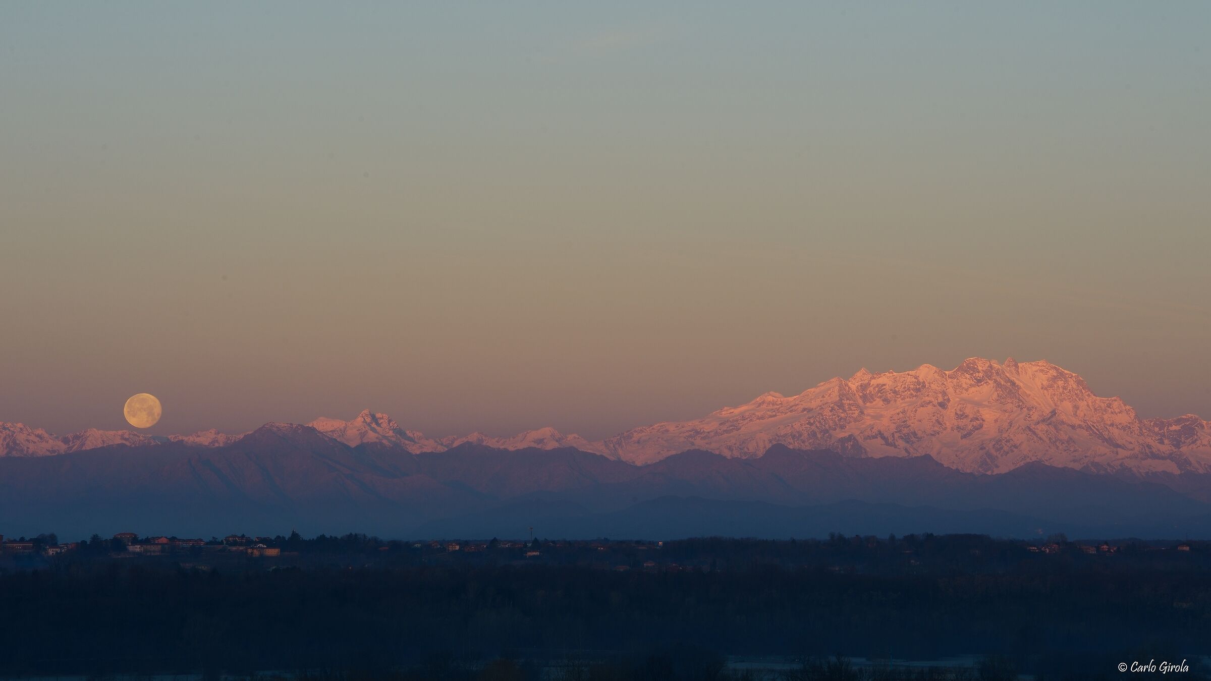 Monterosa and the moon at sunset...