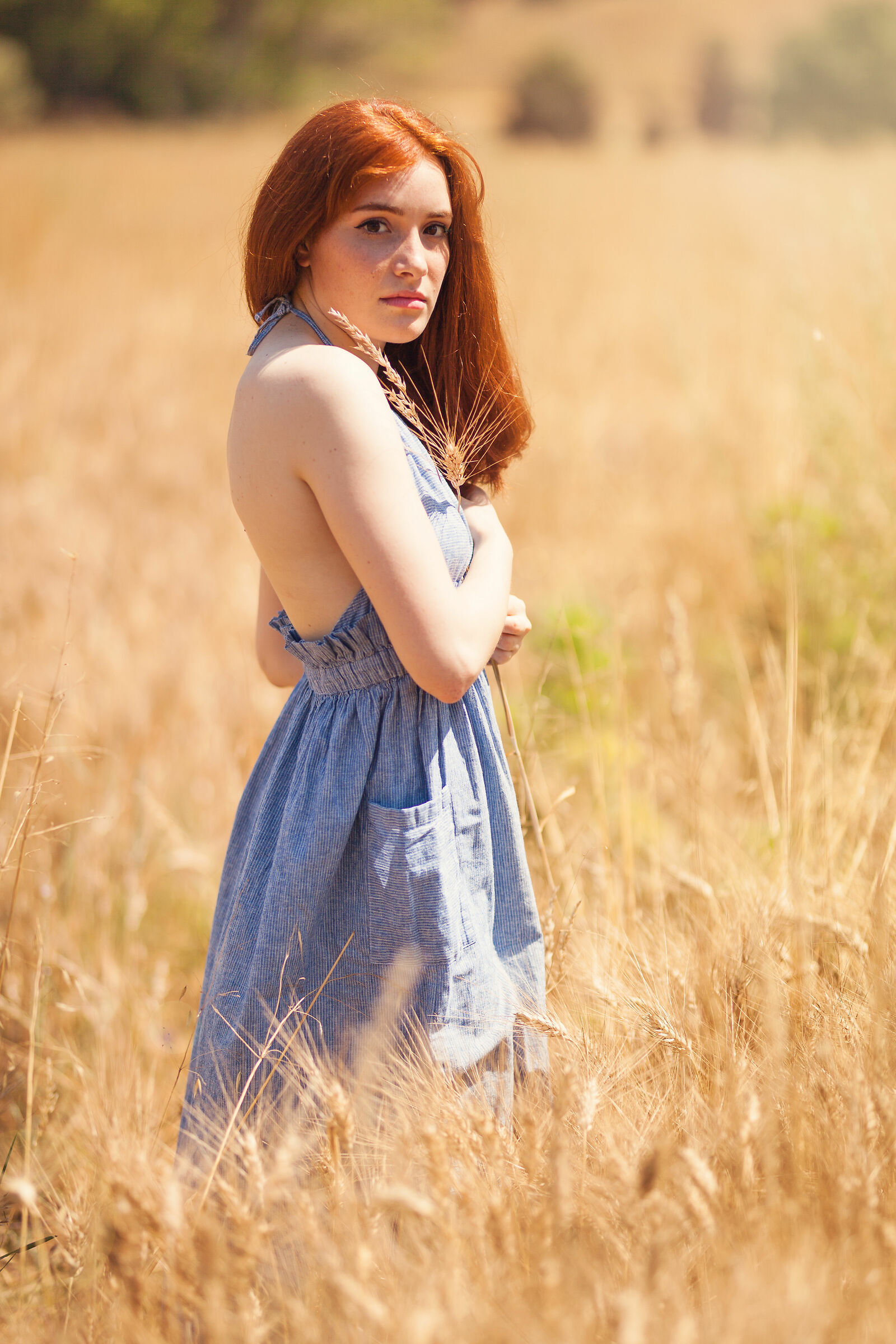 Elena, in a corn field...