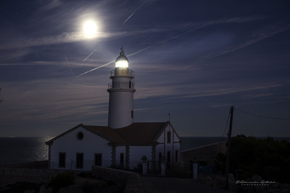 Lighthouse Capo de Pera night Palma de Mallorca ...