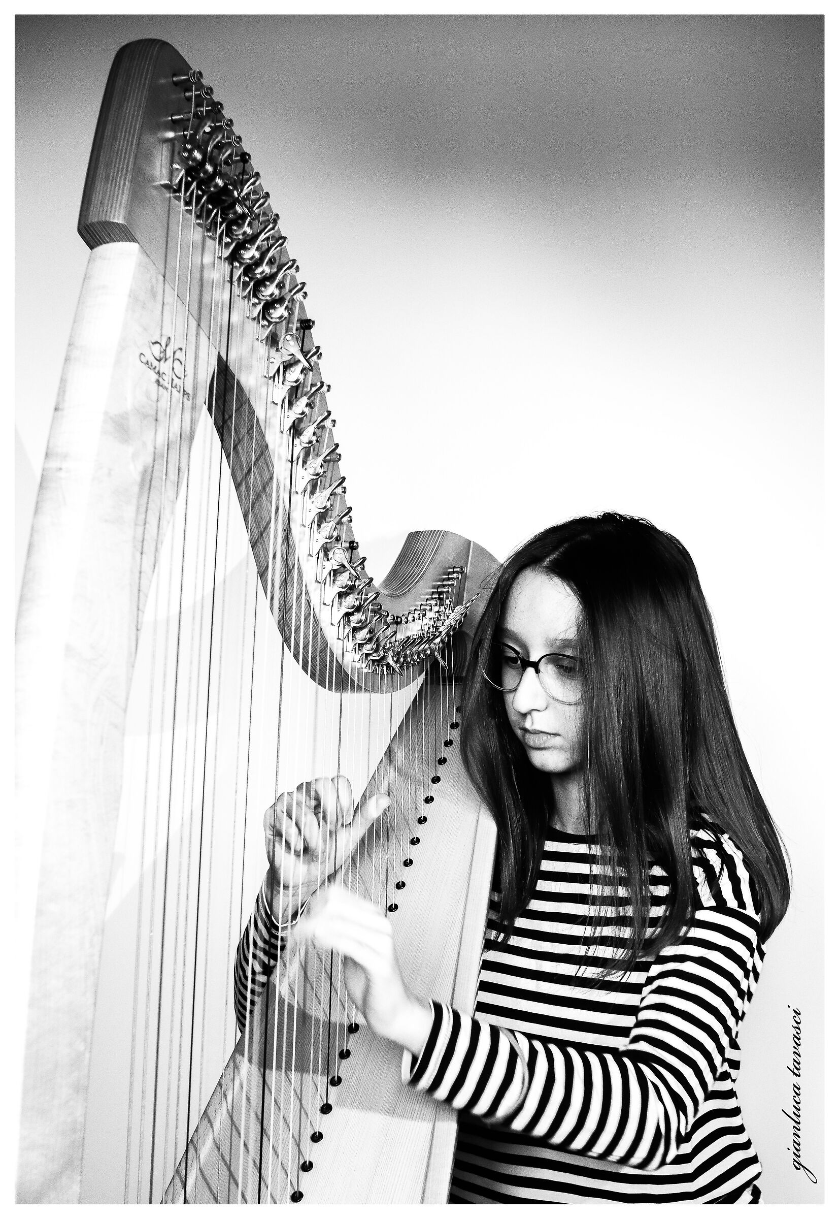 Playing the harp...