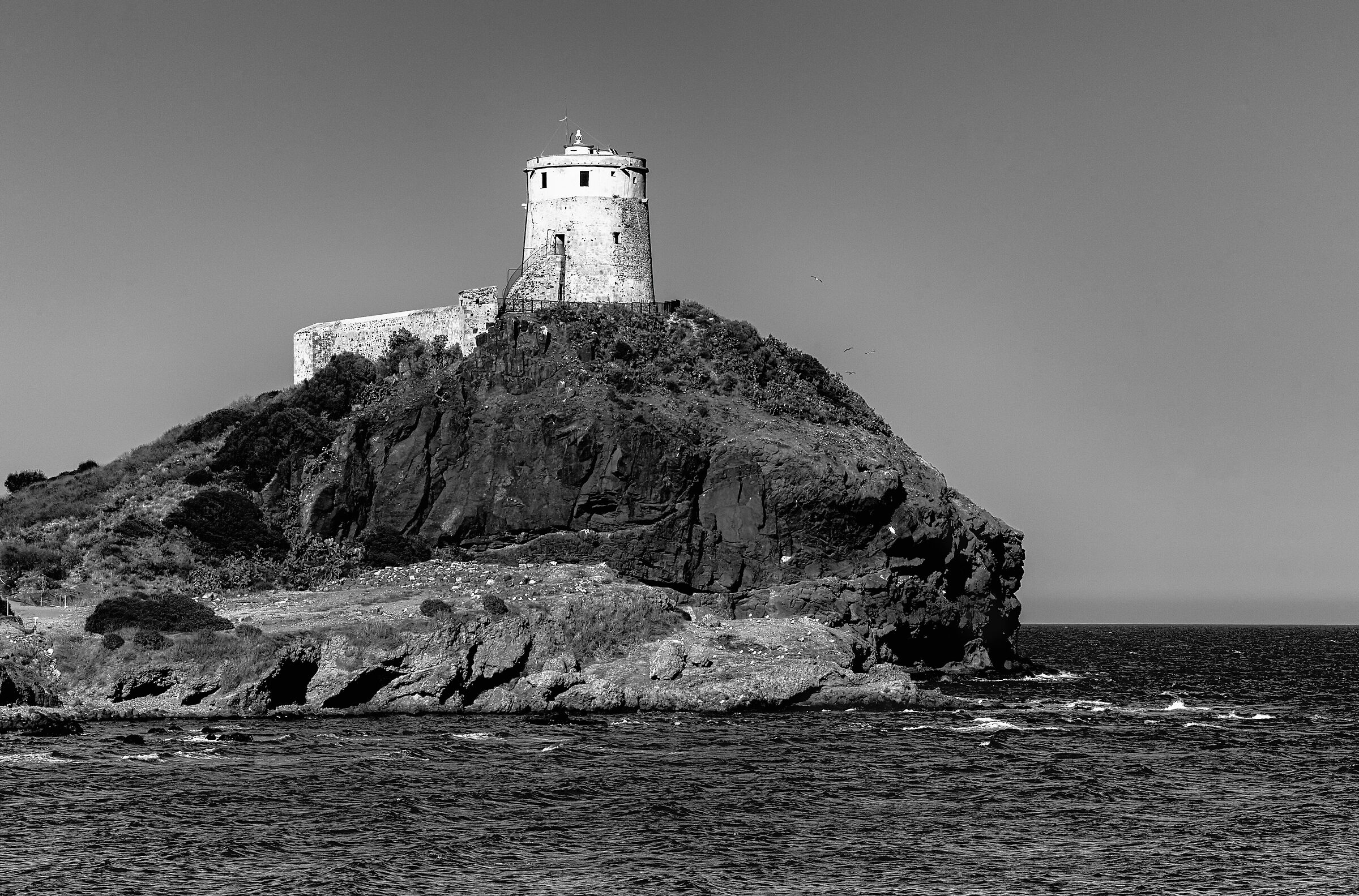 Lighthouse on rock - B/N - Sardinia...