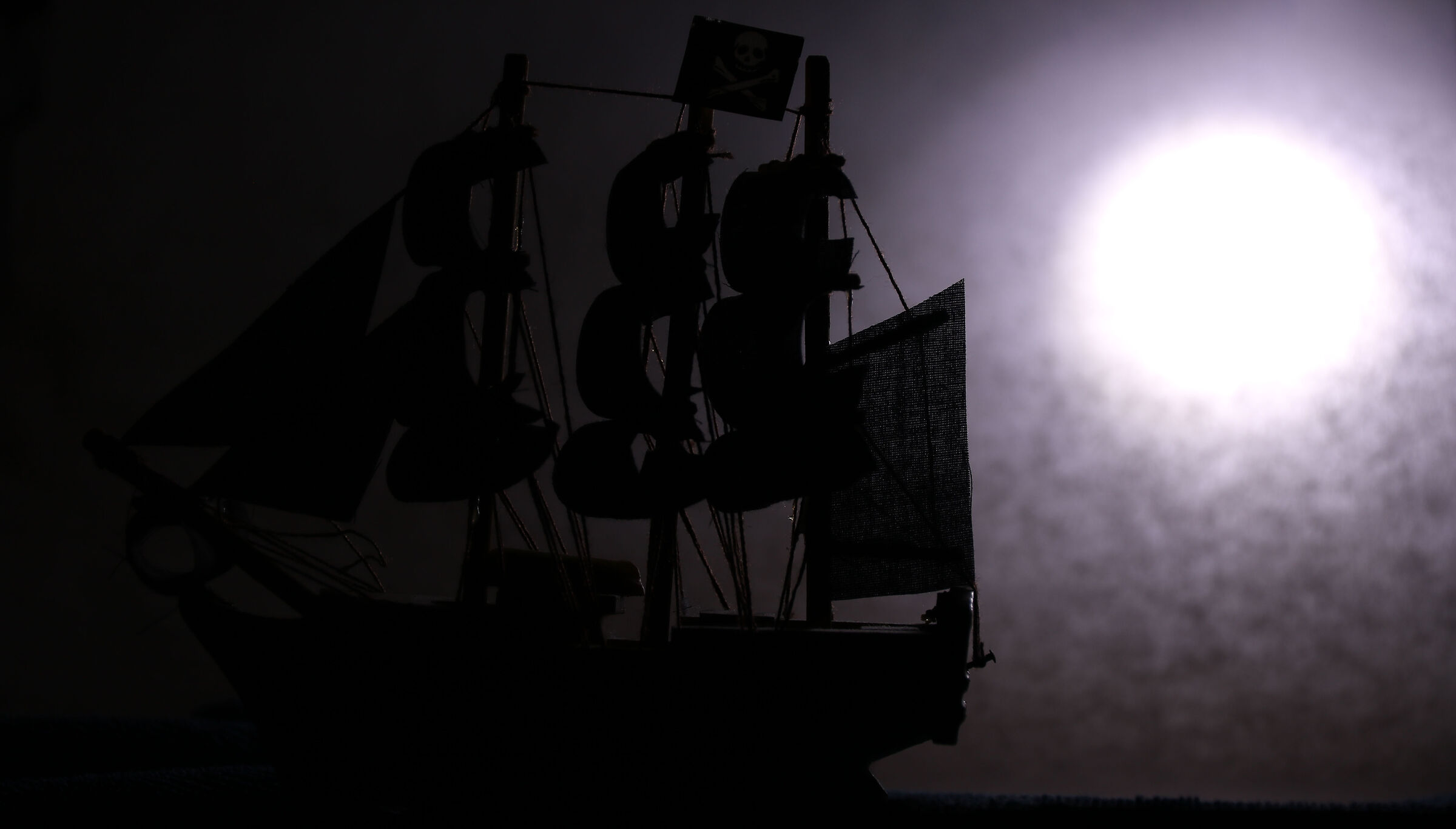 moonlight sailing ship...