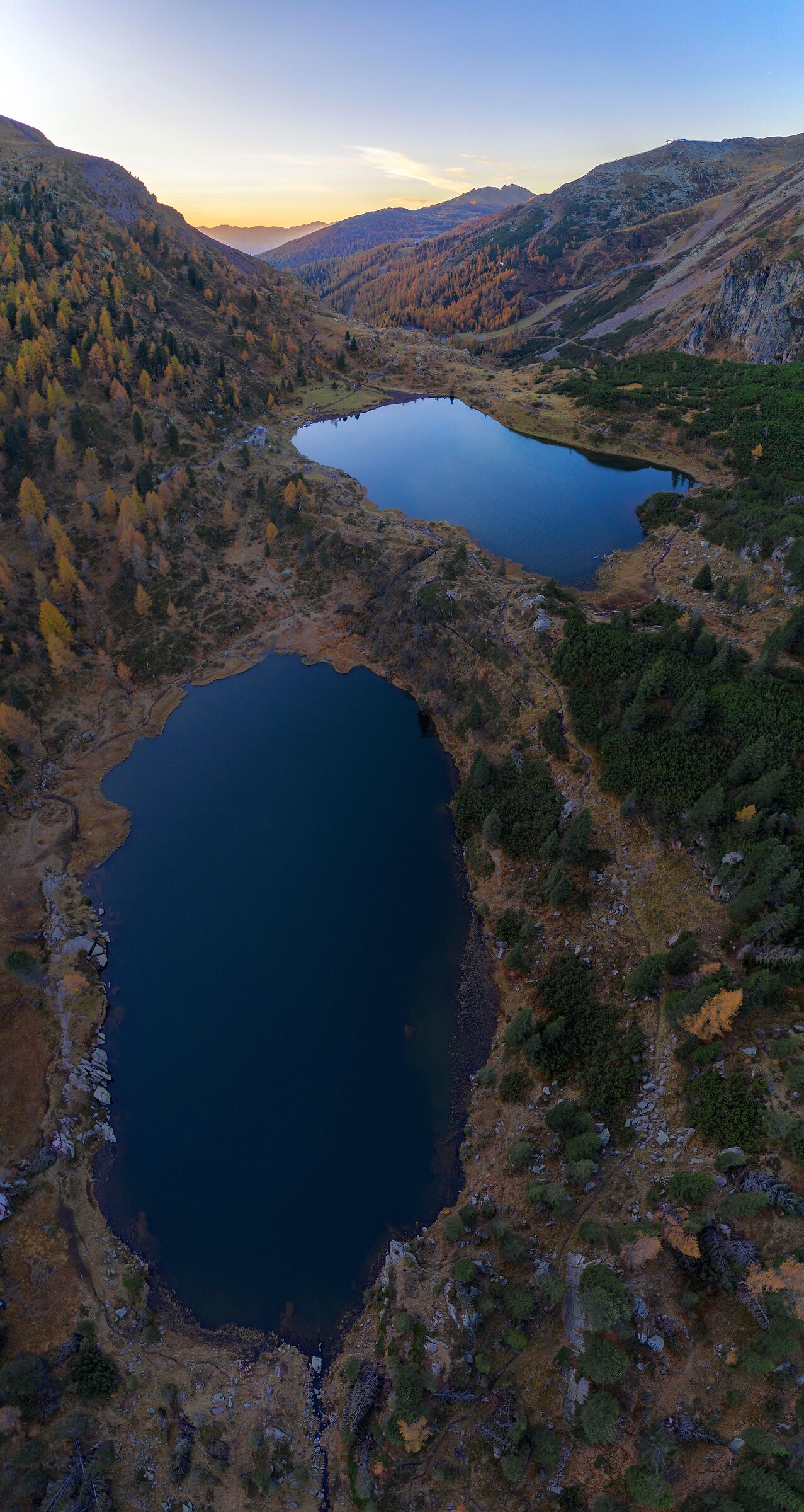 Overview of Colbricon Lakes from drone...