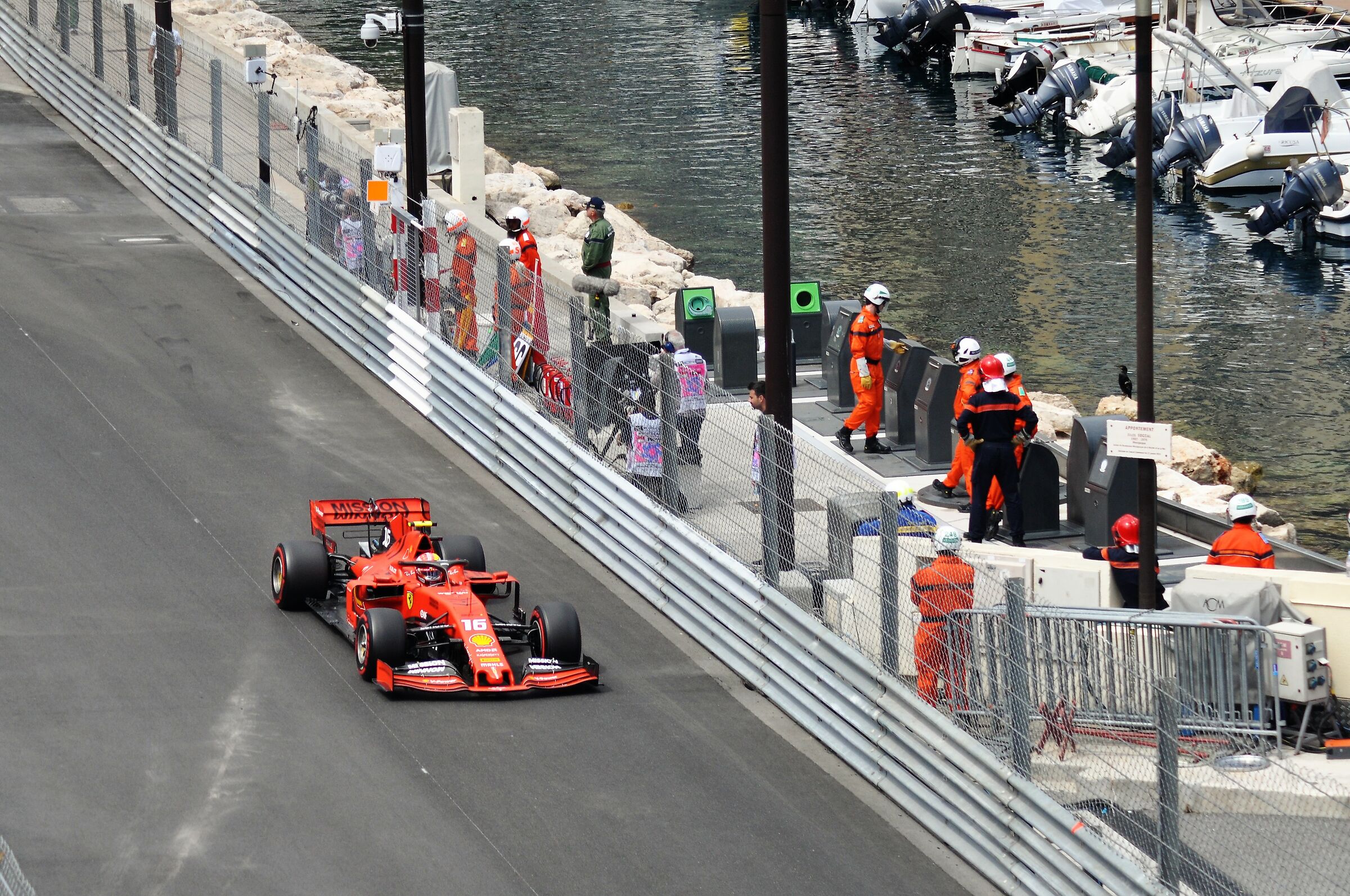 Leclerc Ferrari in the port of Monte Carlo ...