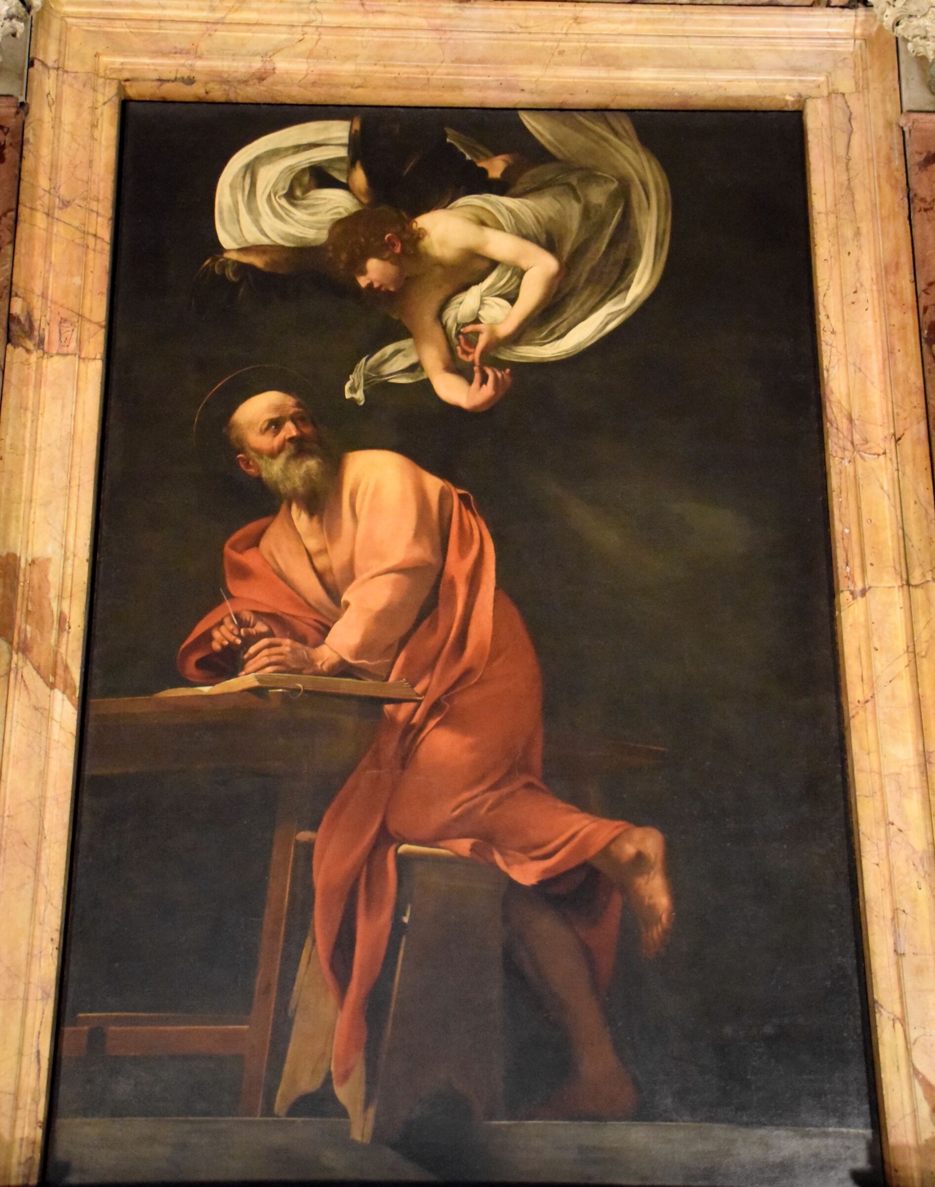 Caravaggio "  Ispirazione di San Matteo"...