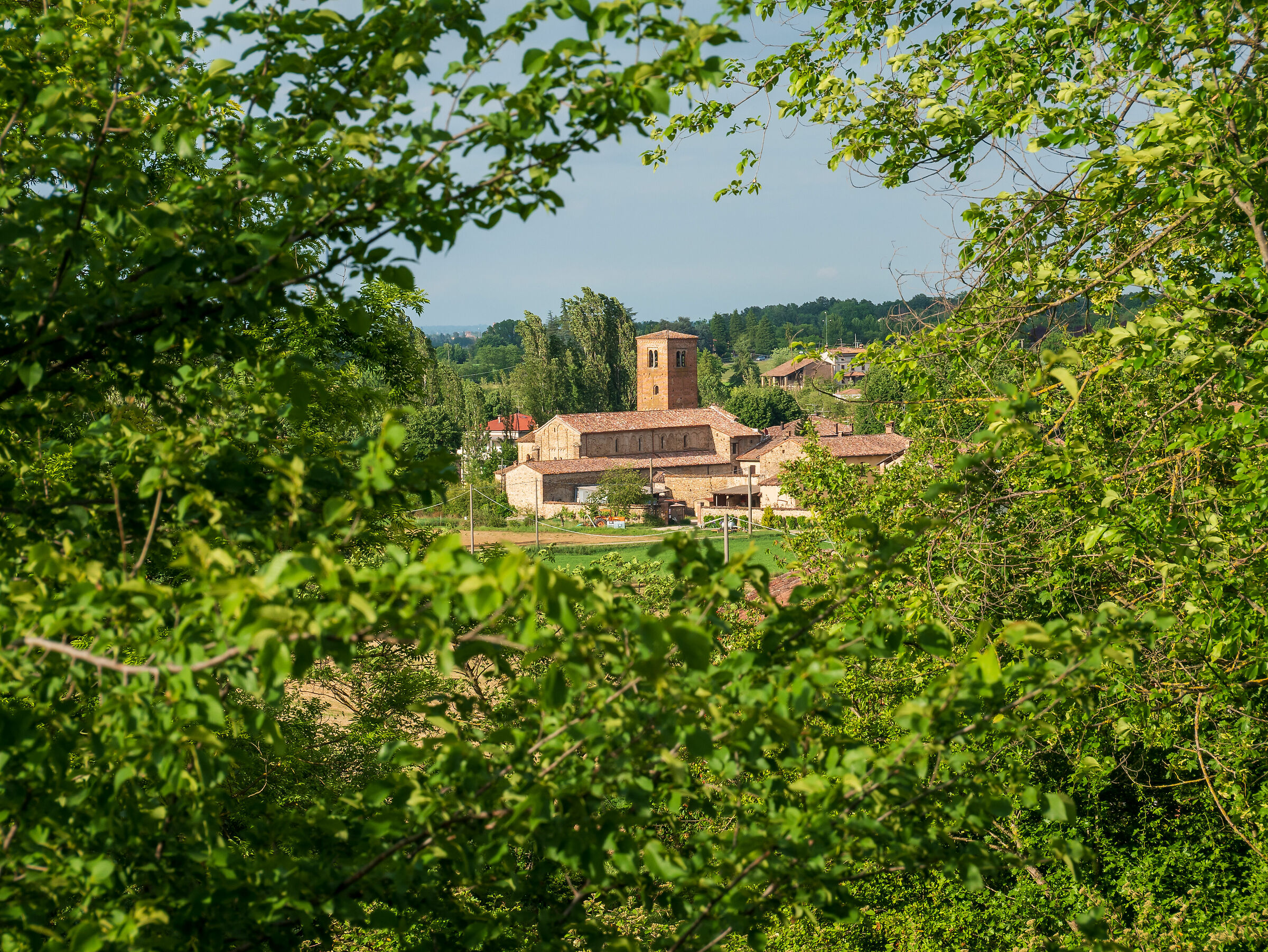 Landscape with a glimpse of the church of Vigolo Marche ...