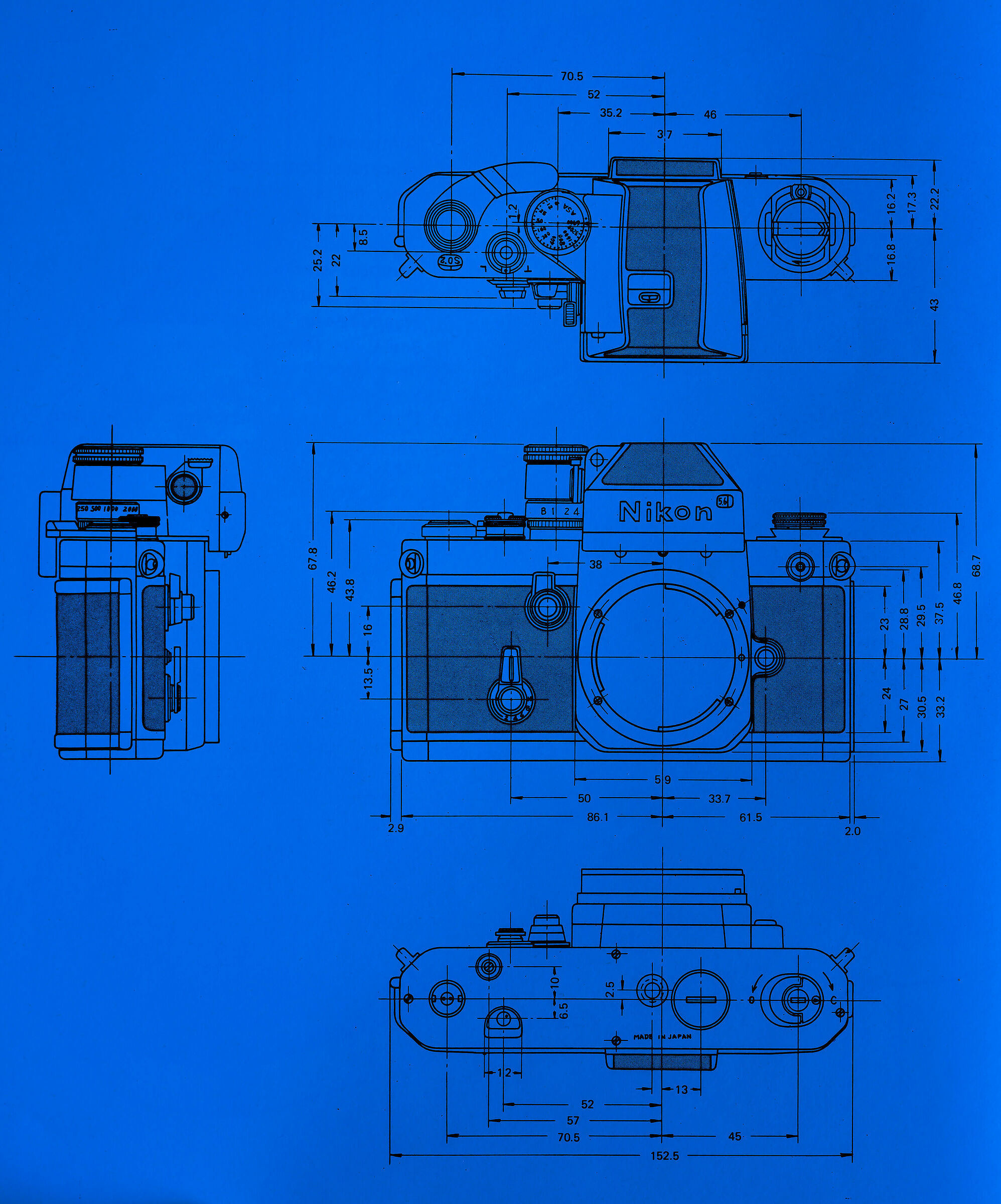 Drawings of the "F2" with pentaprisma Photomic...