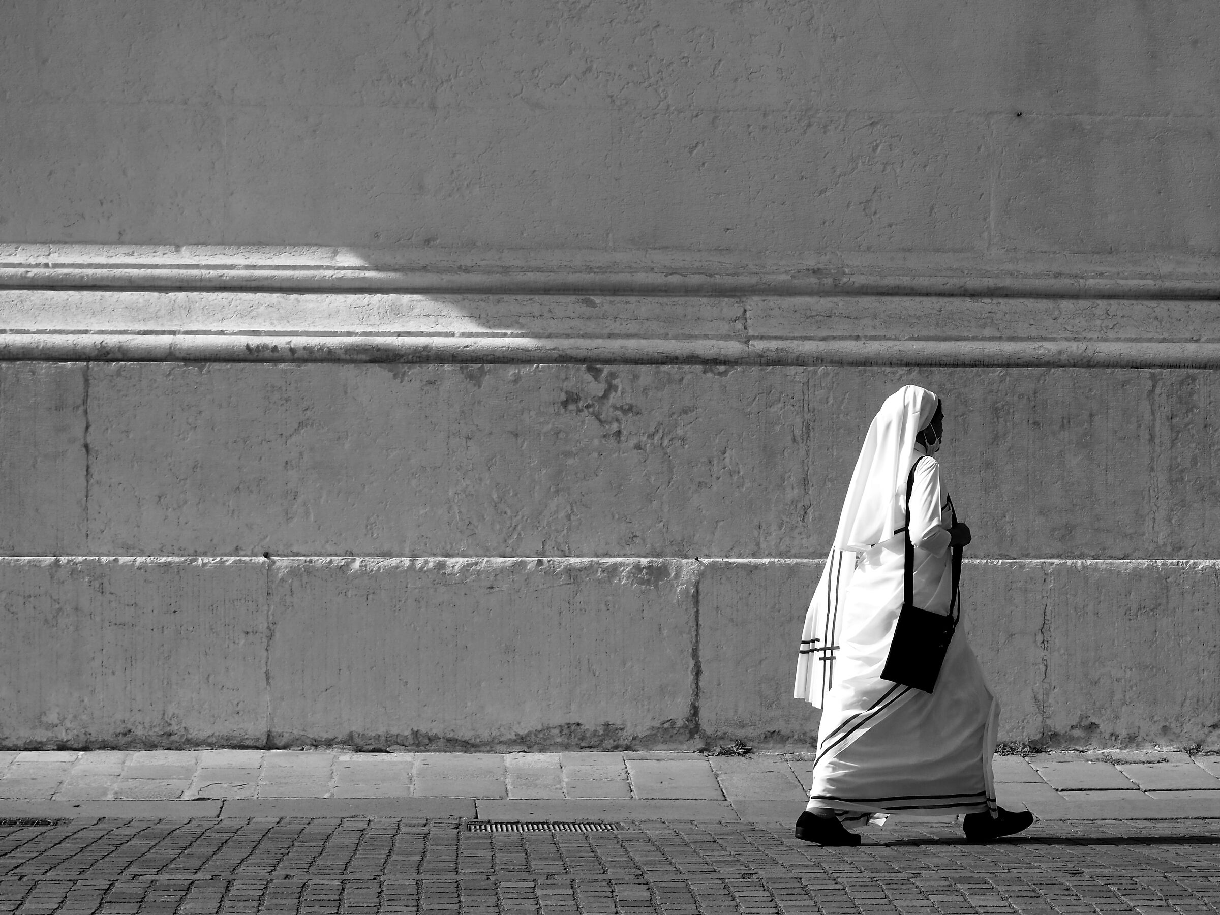 white background on nun...