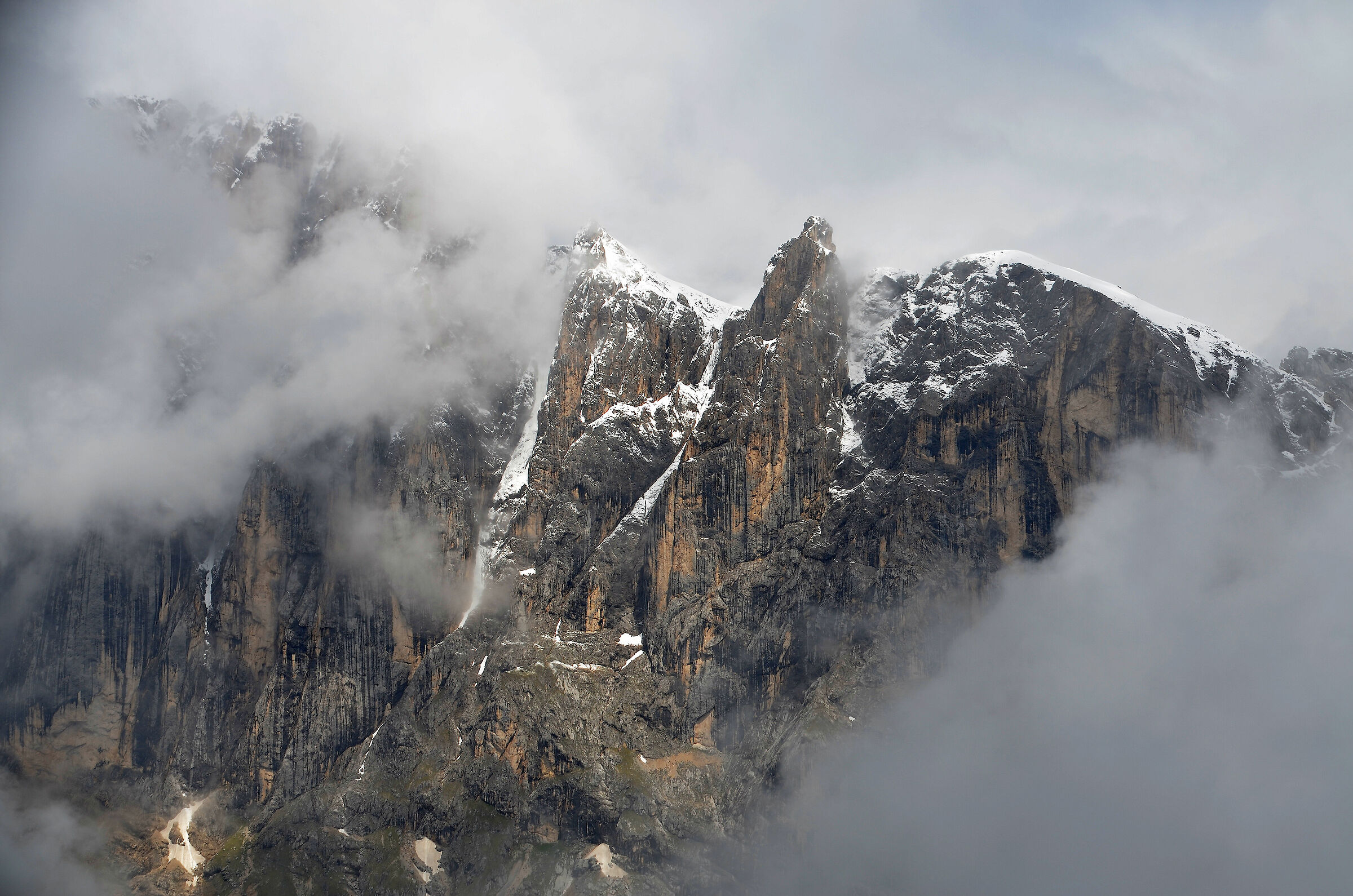 South Marmolada wall in the clouds...
