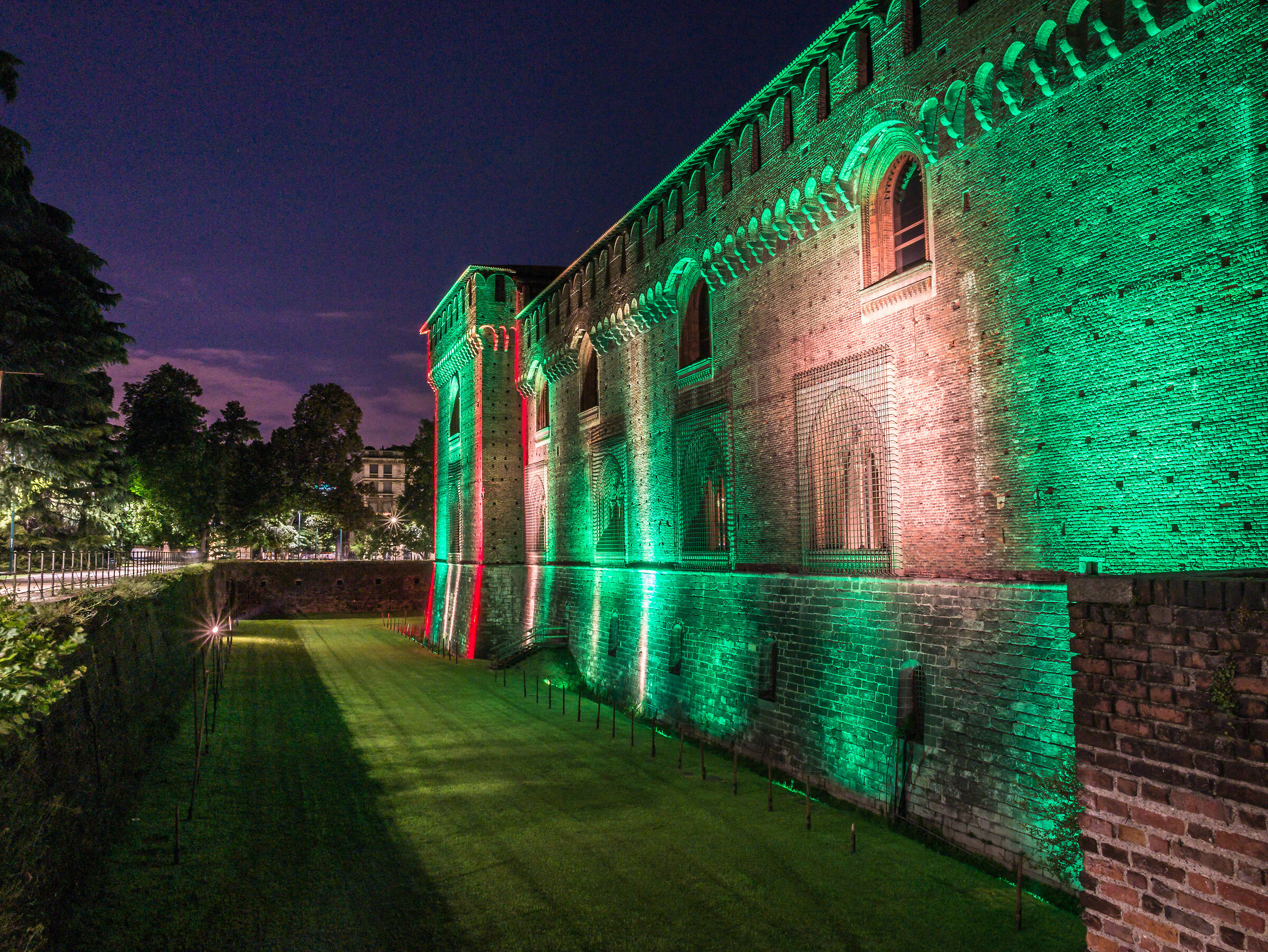 Tricolor on the castle Sforzesco - Milan...
