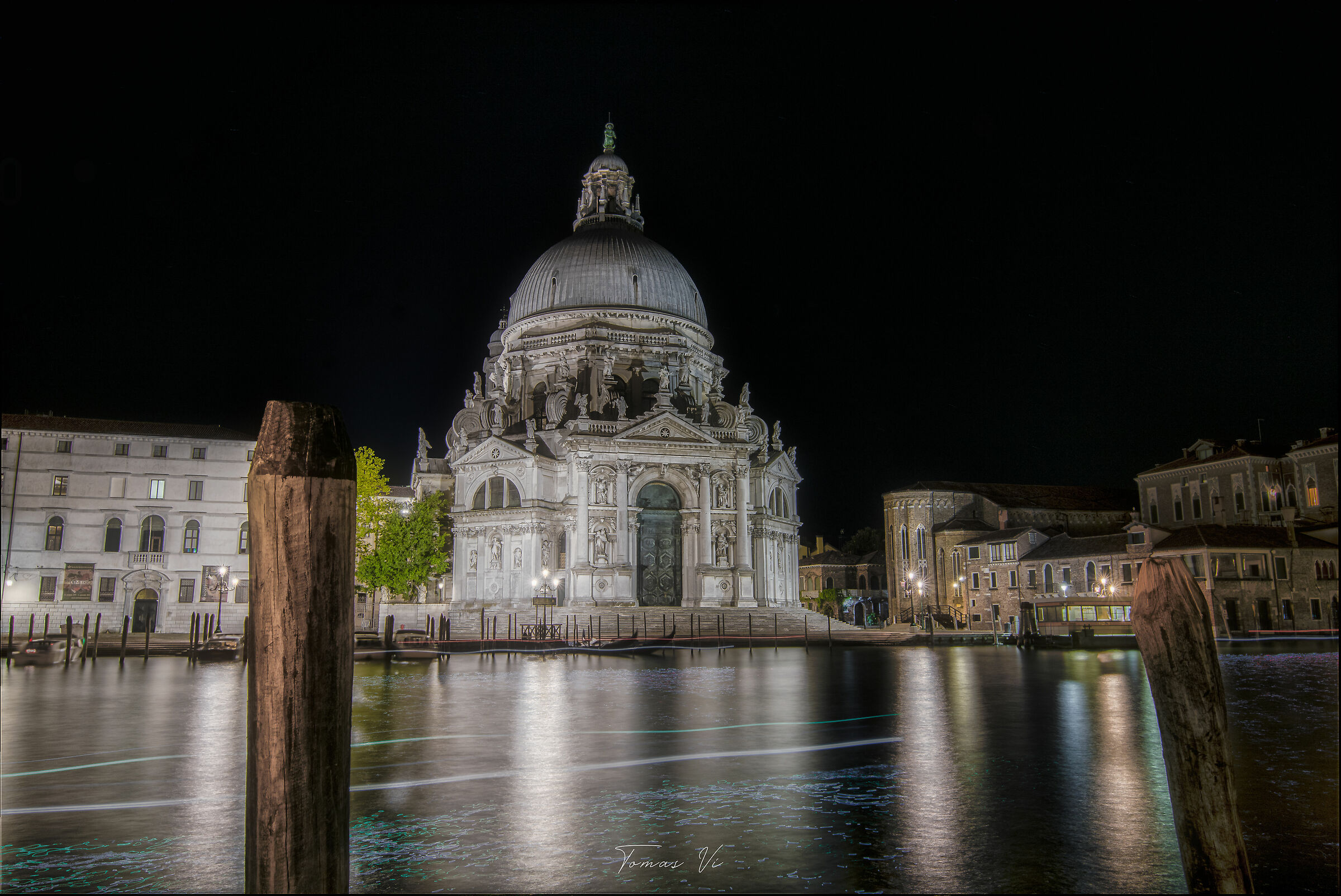 Church from Our Lady of Health, Venice at night ...