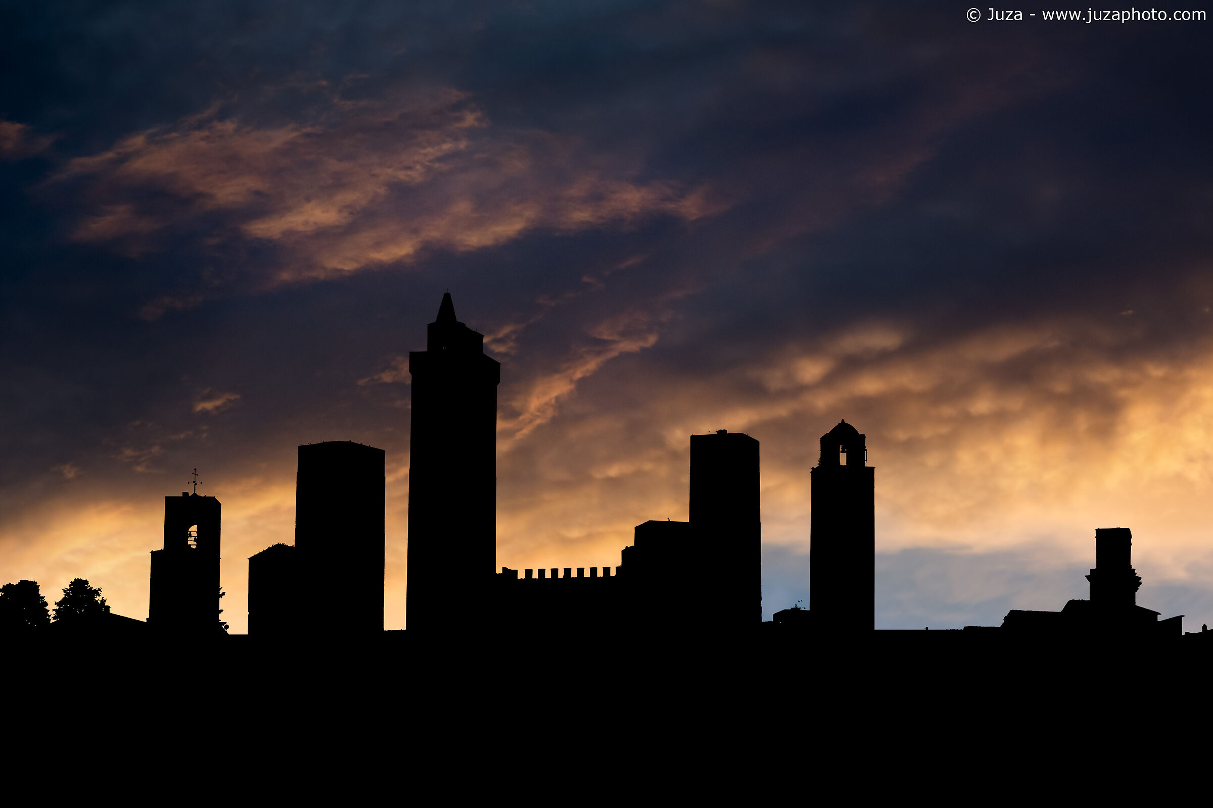 The towers of San Gimignano, at sunset...