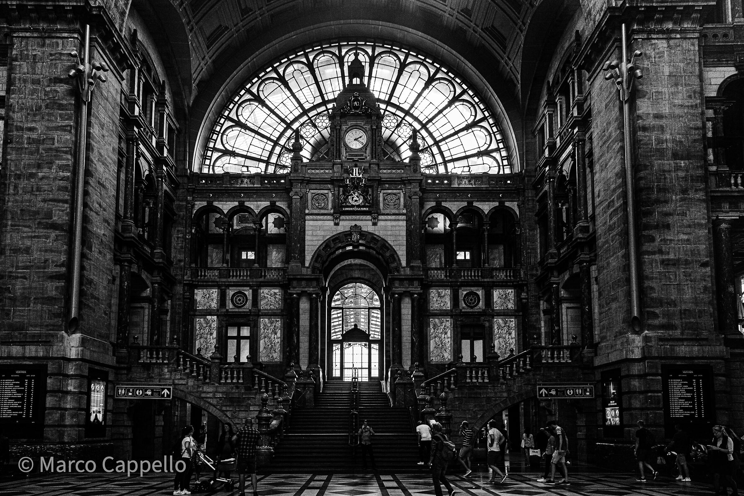 The entrance to the Antwerp train station...