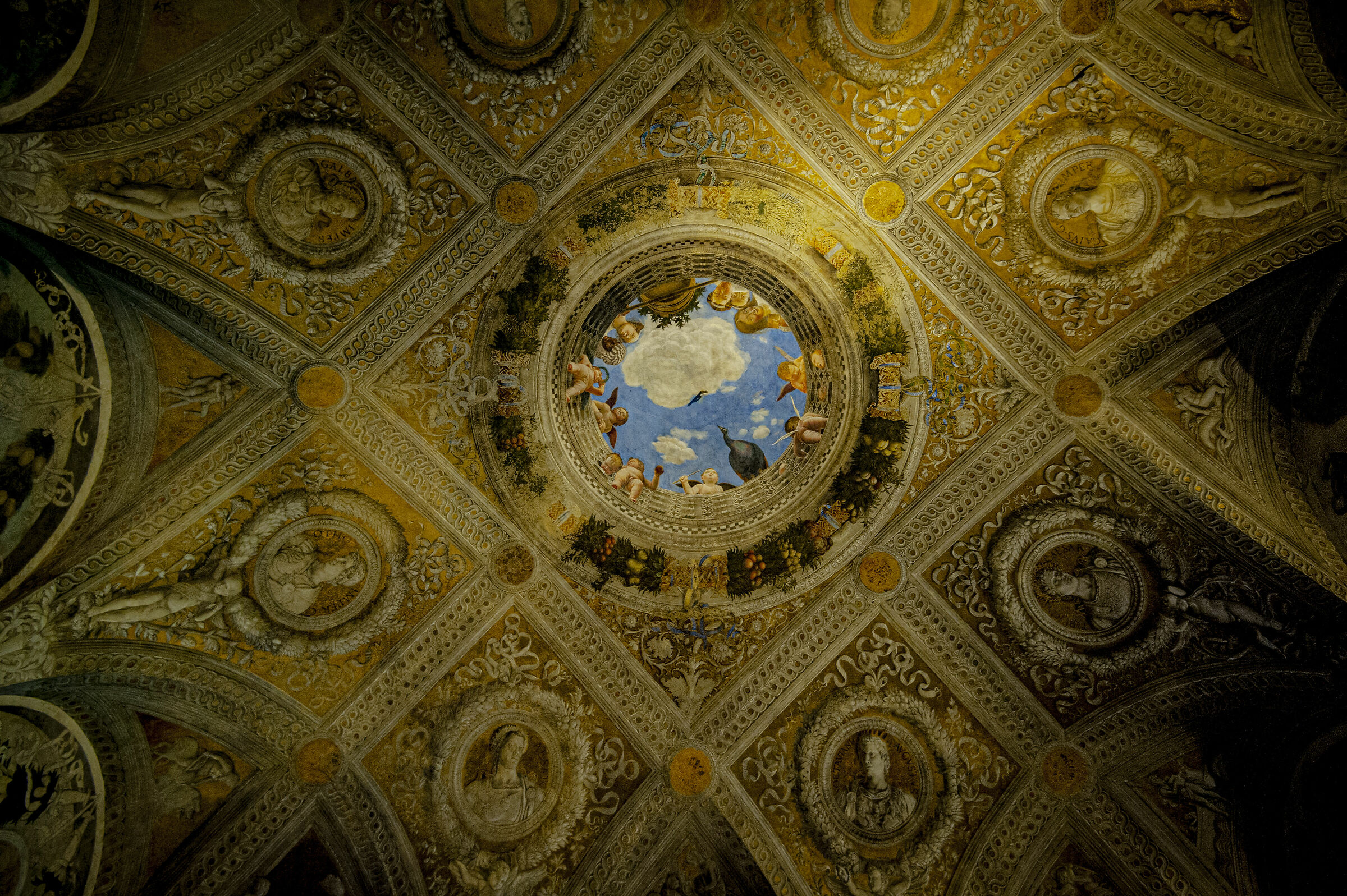 the sky in a ducal mantle palace room...