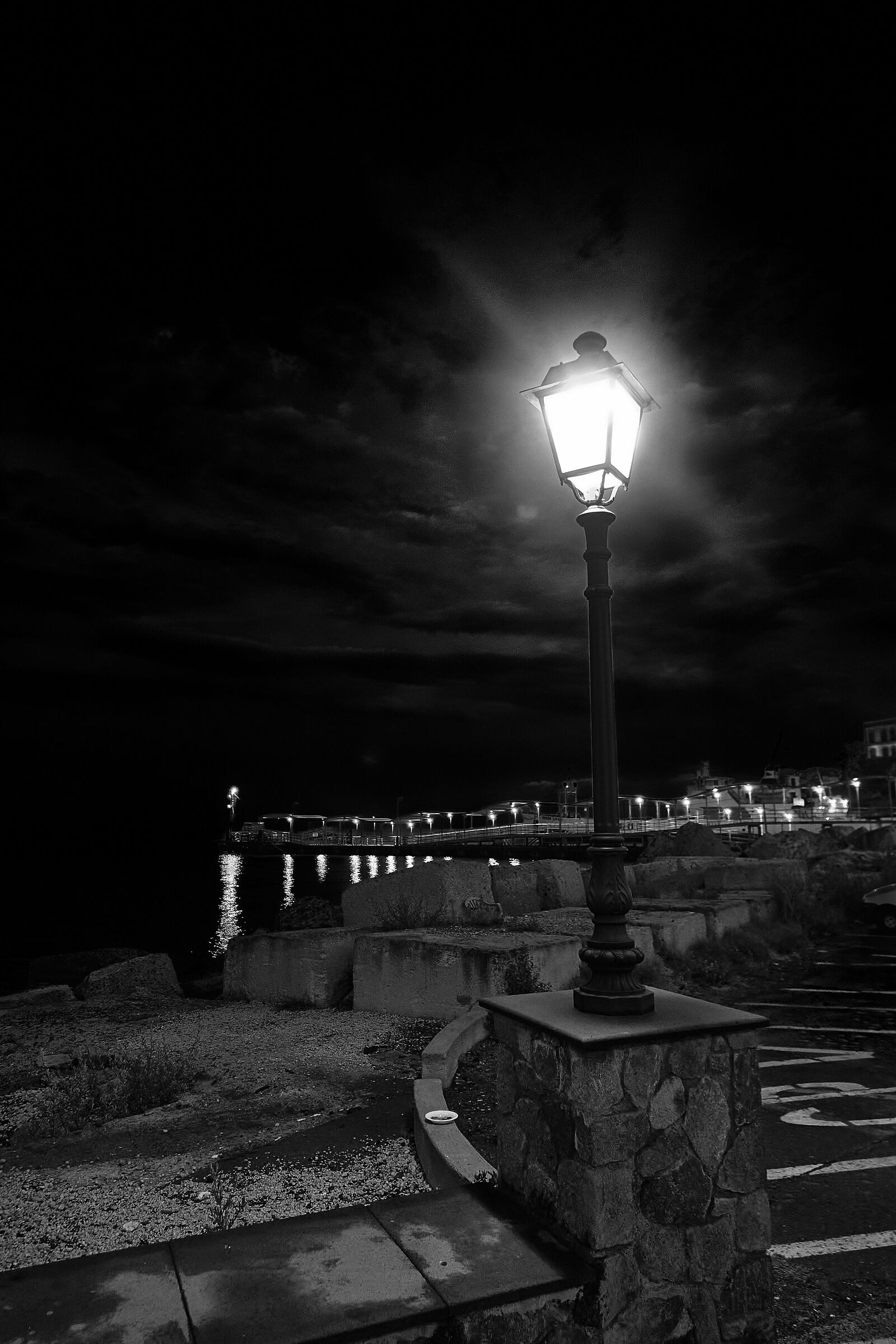 Lamp at the port of Lipari...