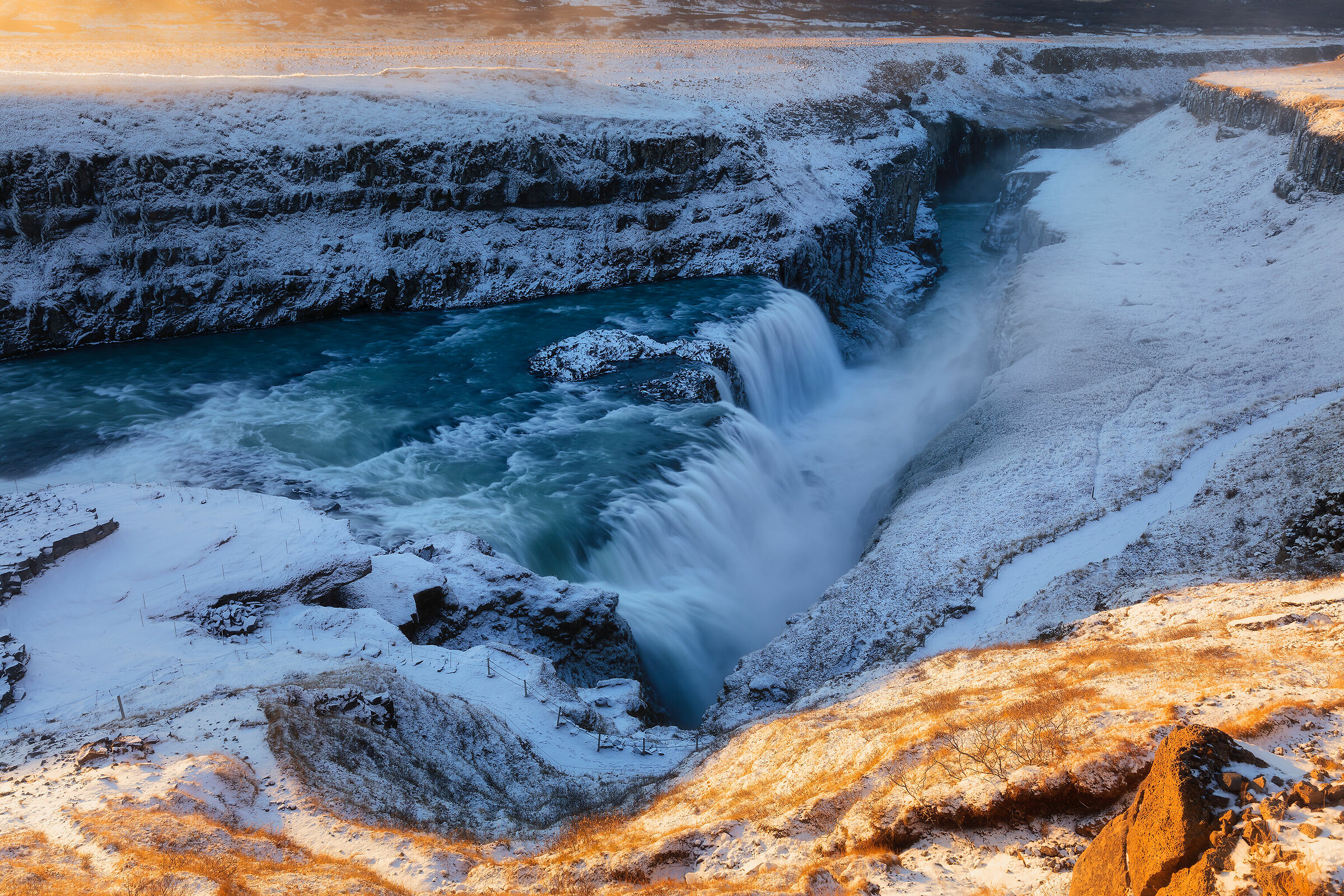 The first lights in Dettifoss, Iceland...
