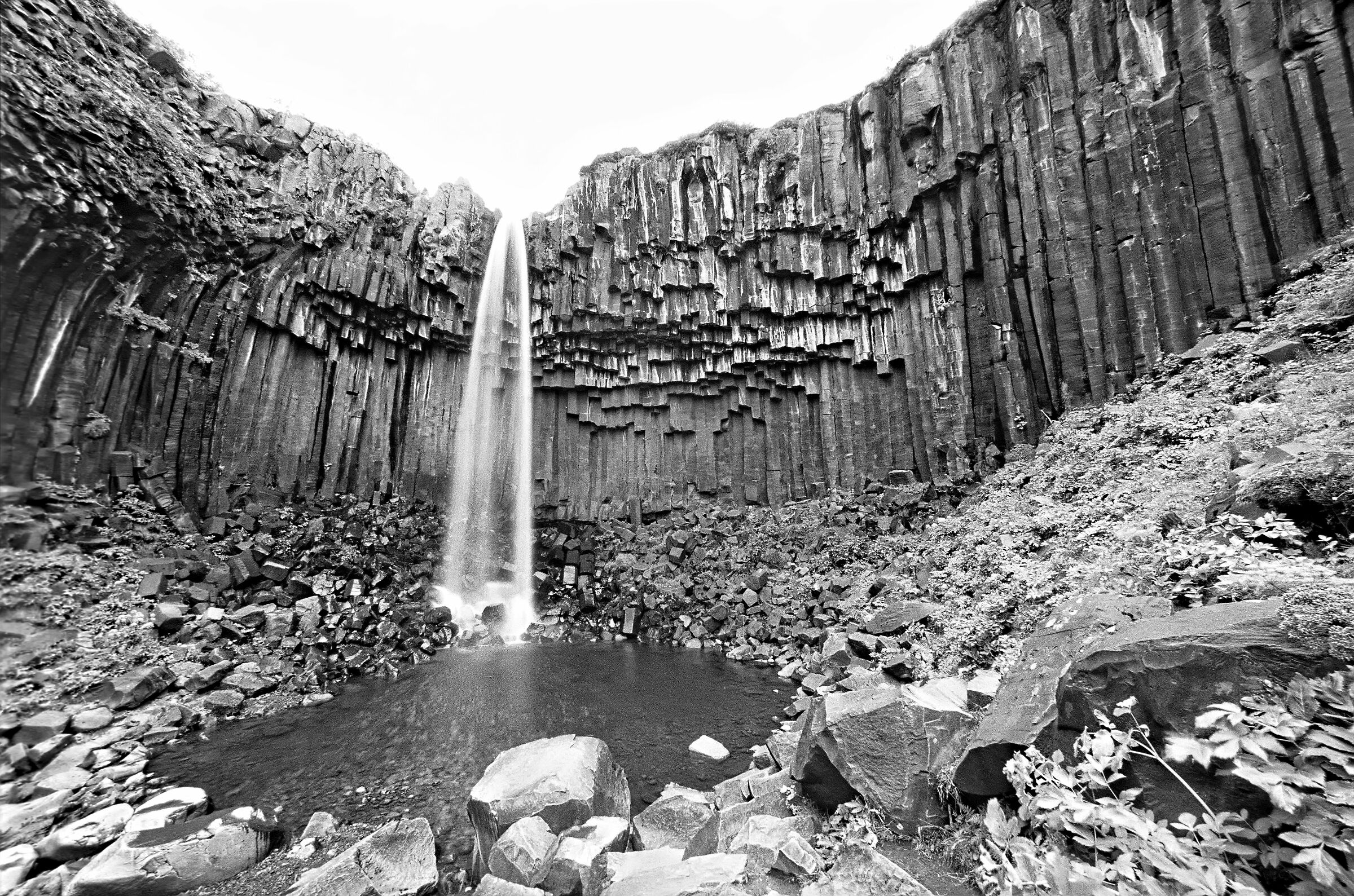 Svartifoss in black and white...