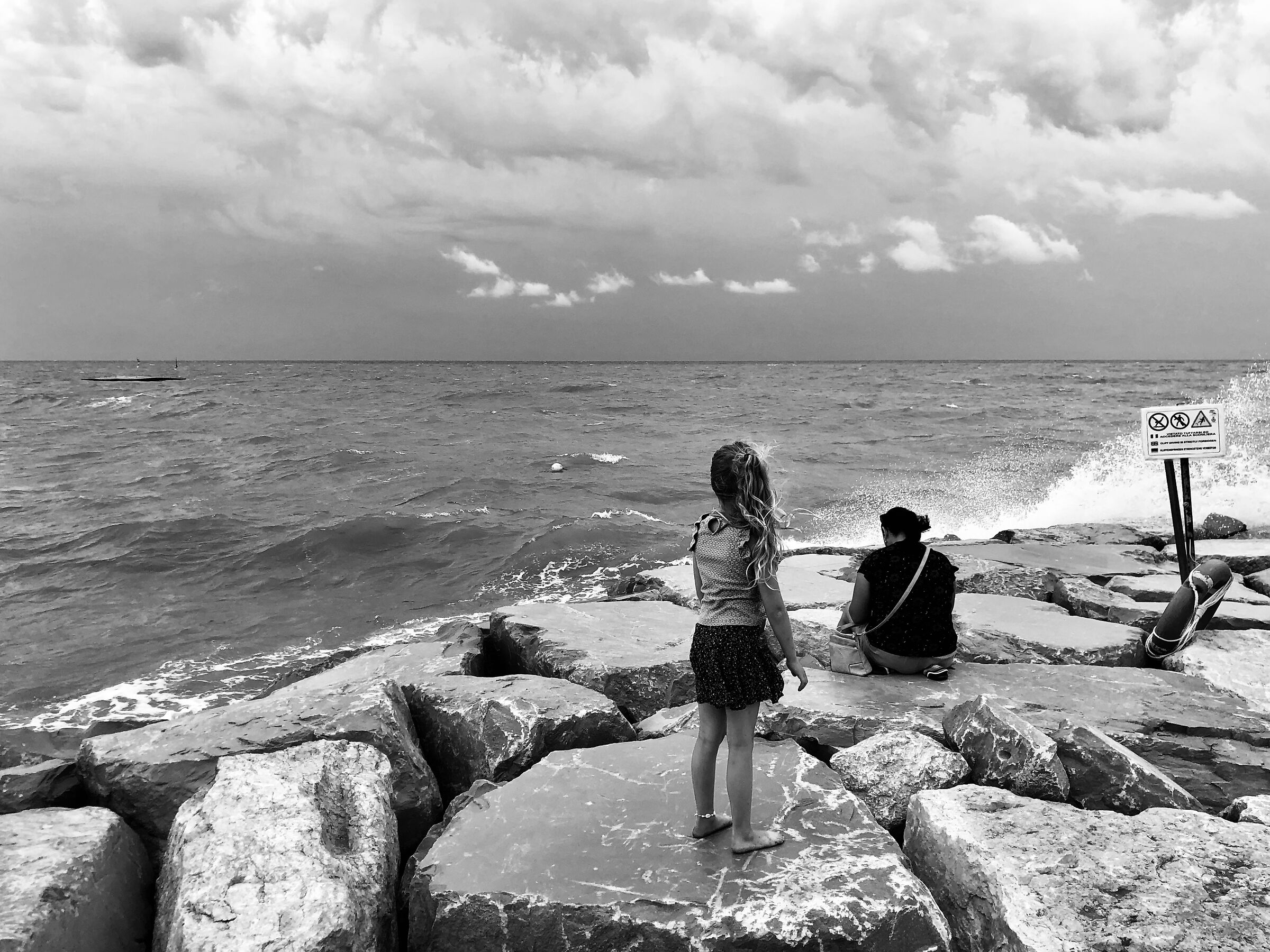 The little girl and the rough sea...