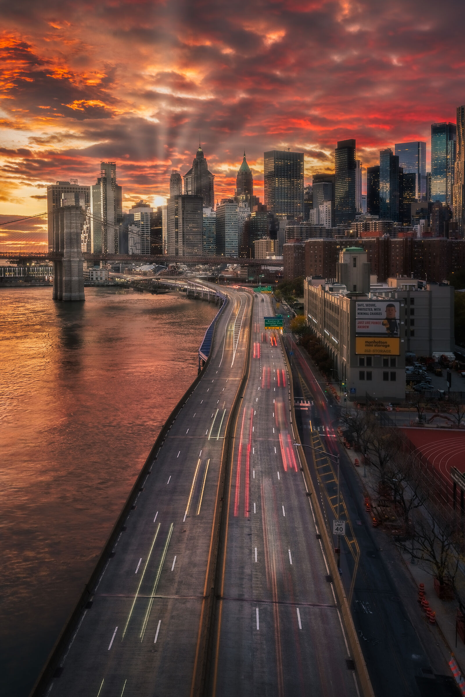Fiery sunset over Manhattan...