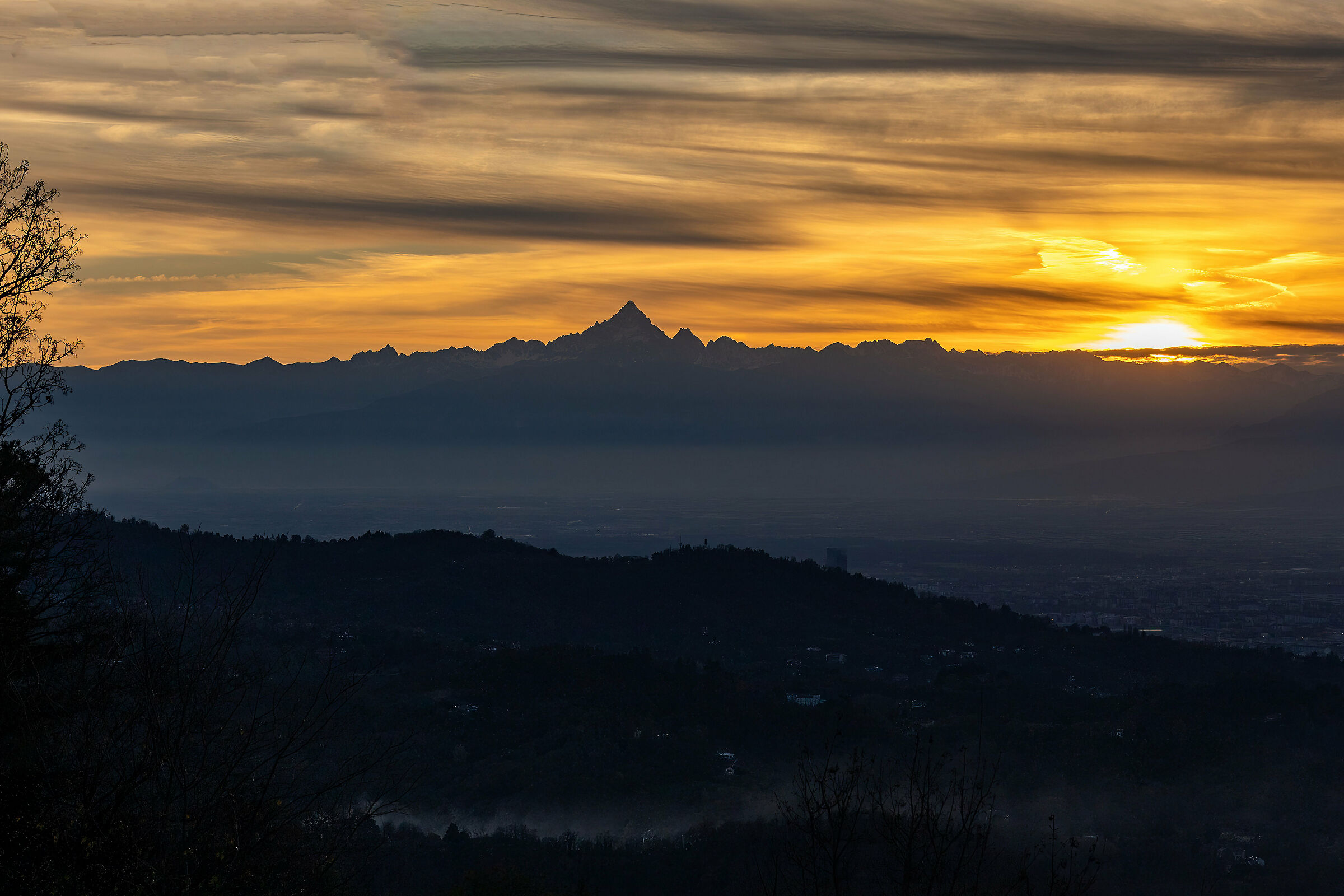 a red sunset on Monviso...