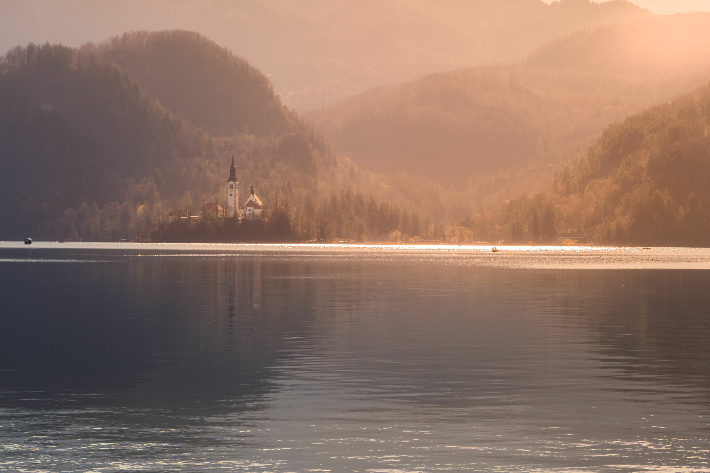 Golden hour on Lake Bled...