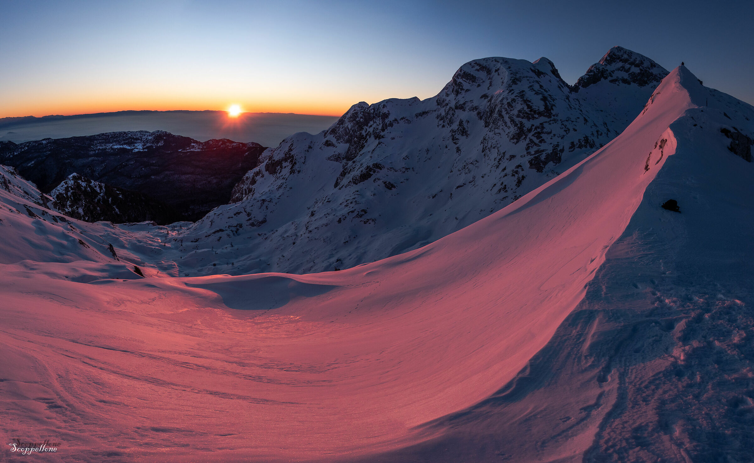 Sunrise from the top of Val Grande....