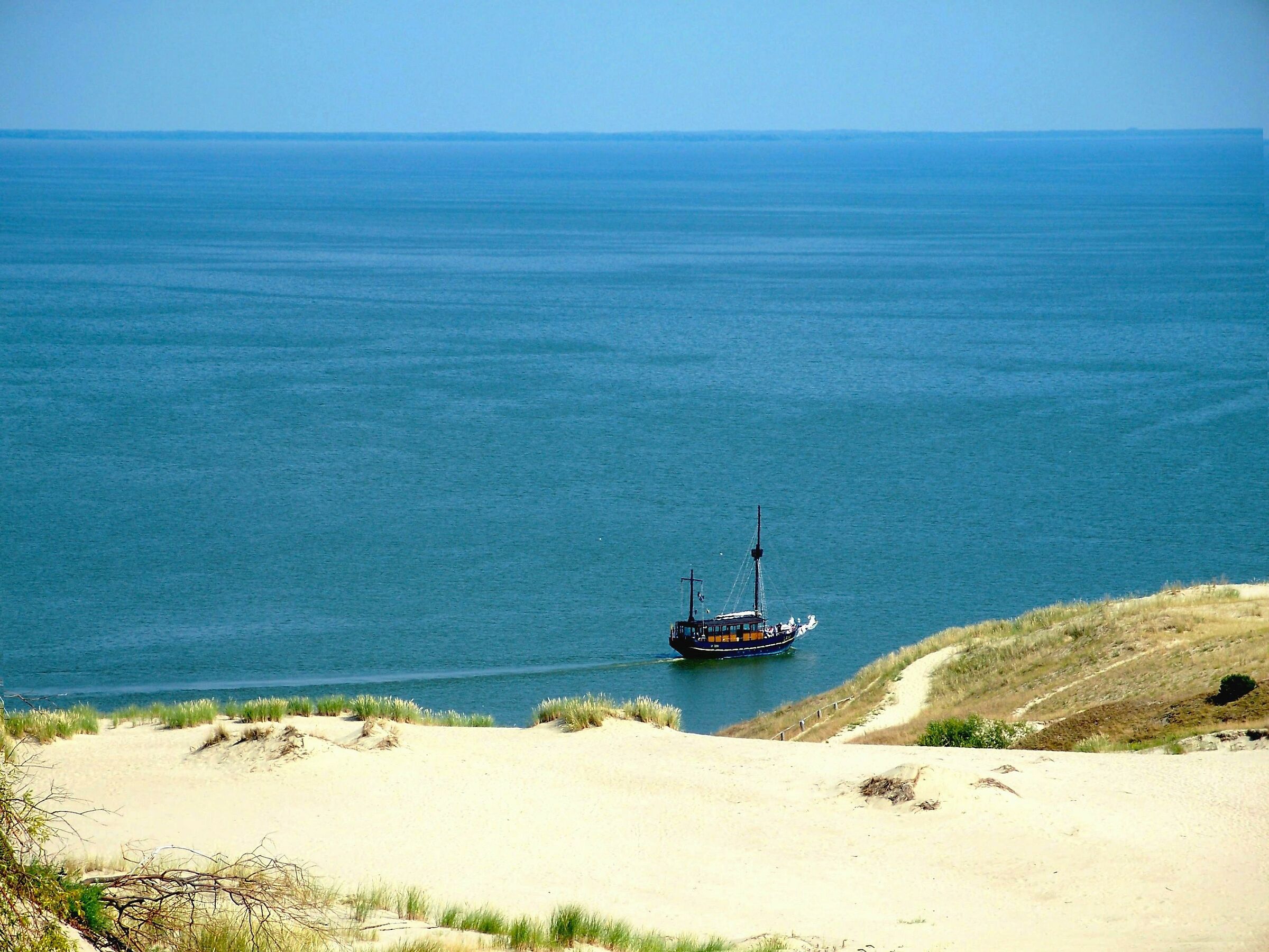 View from the Curonian Spit dunes. Lana ship...