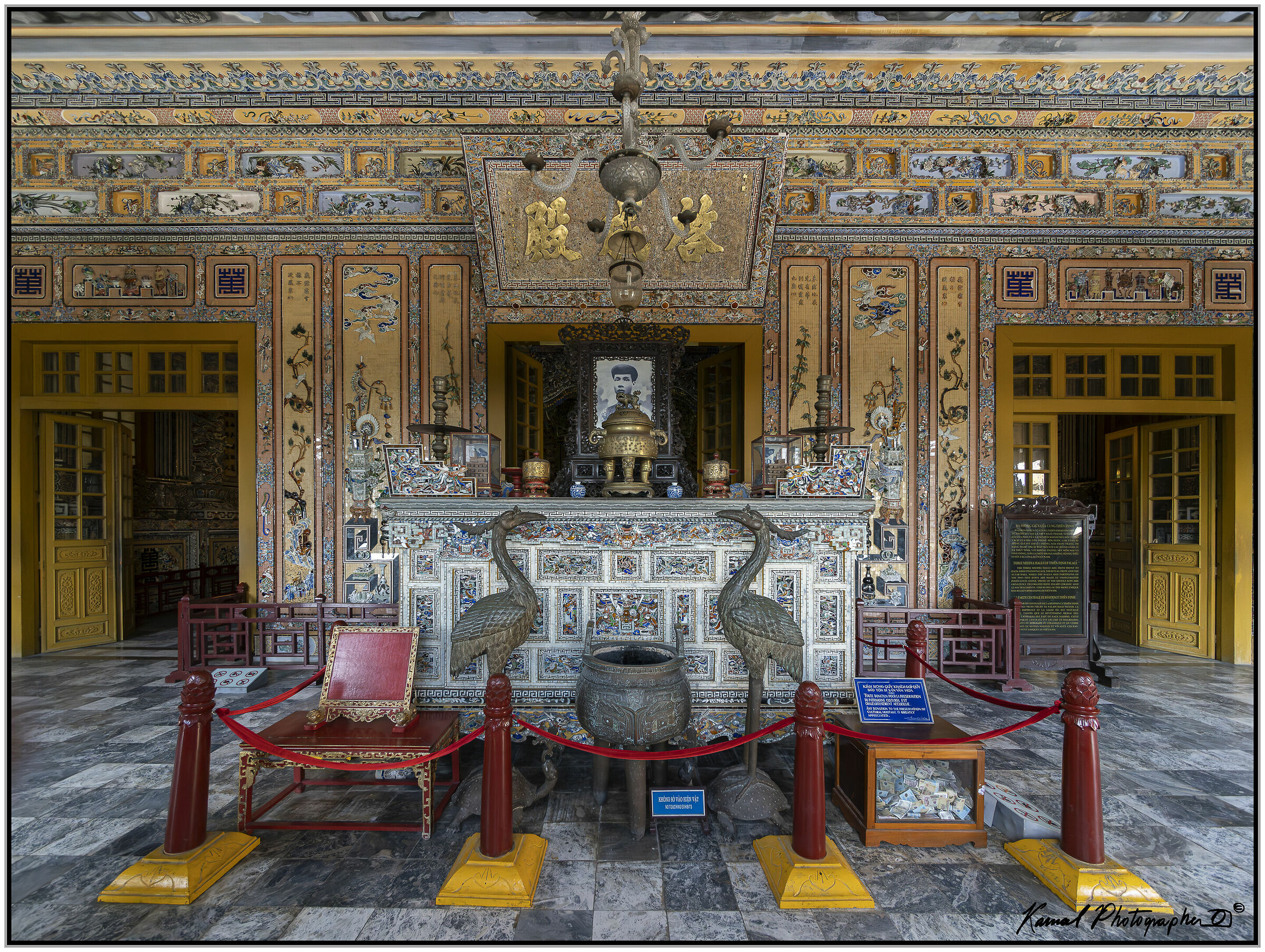 Interior view of Thien Dinh Palace. Tomb of Khai Din...
