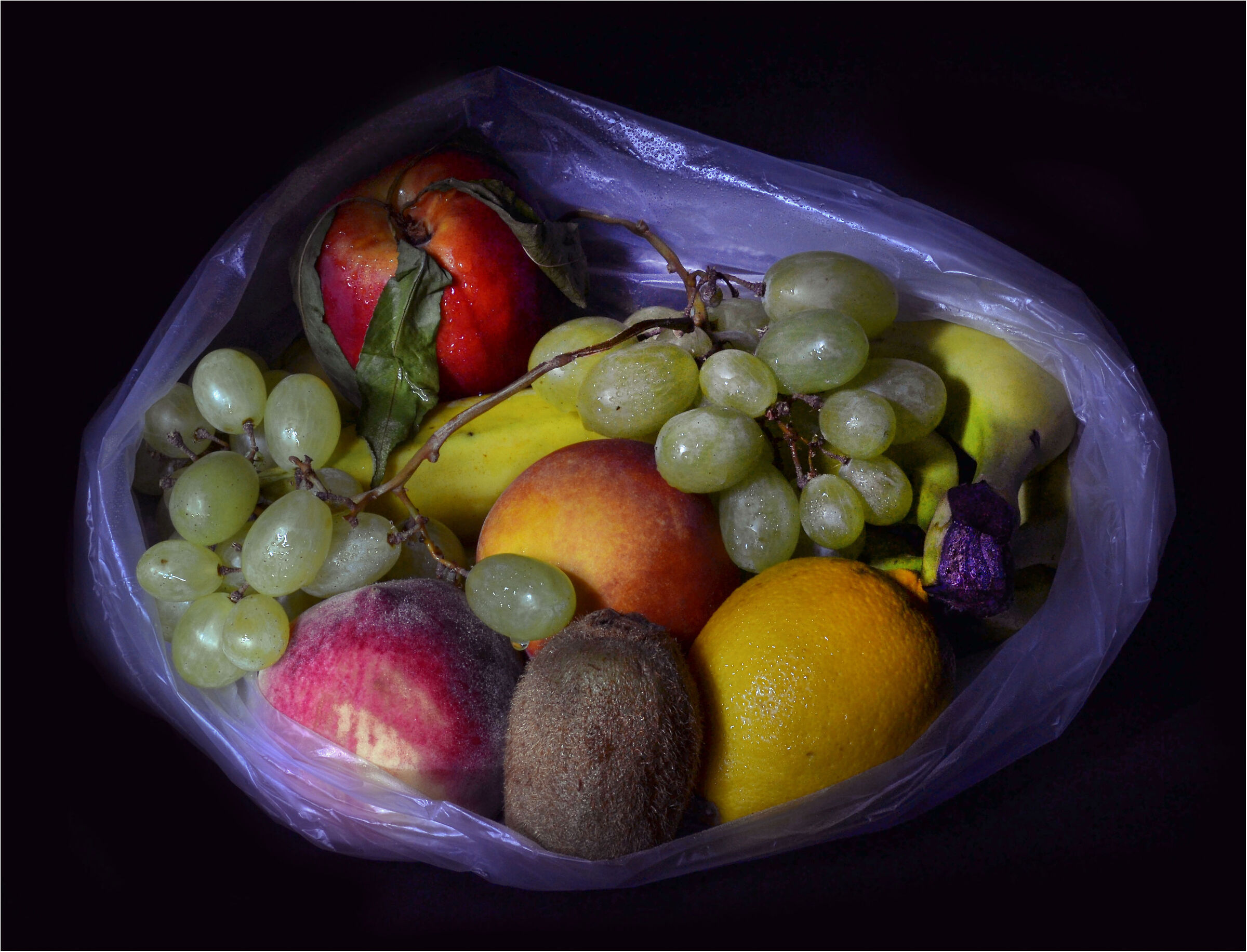Fruit in cellophane...
