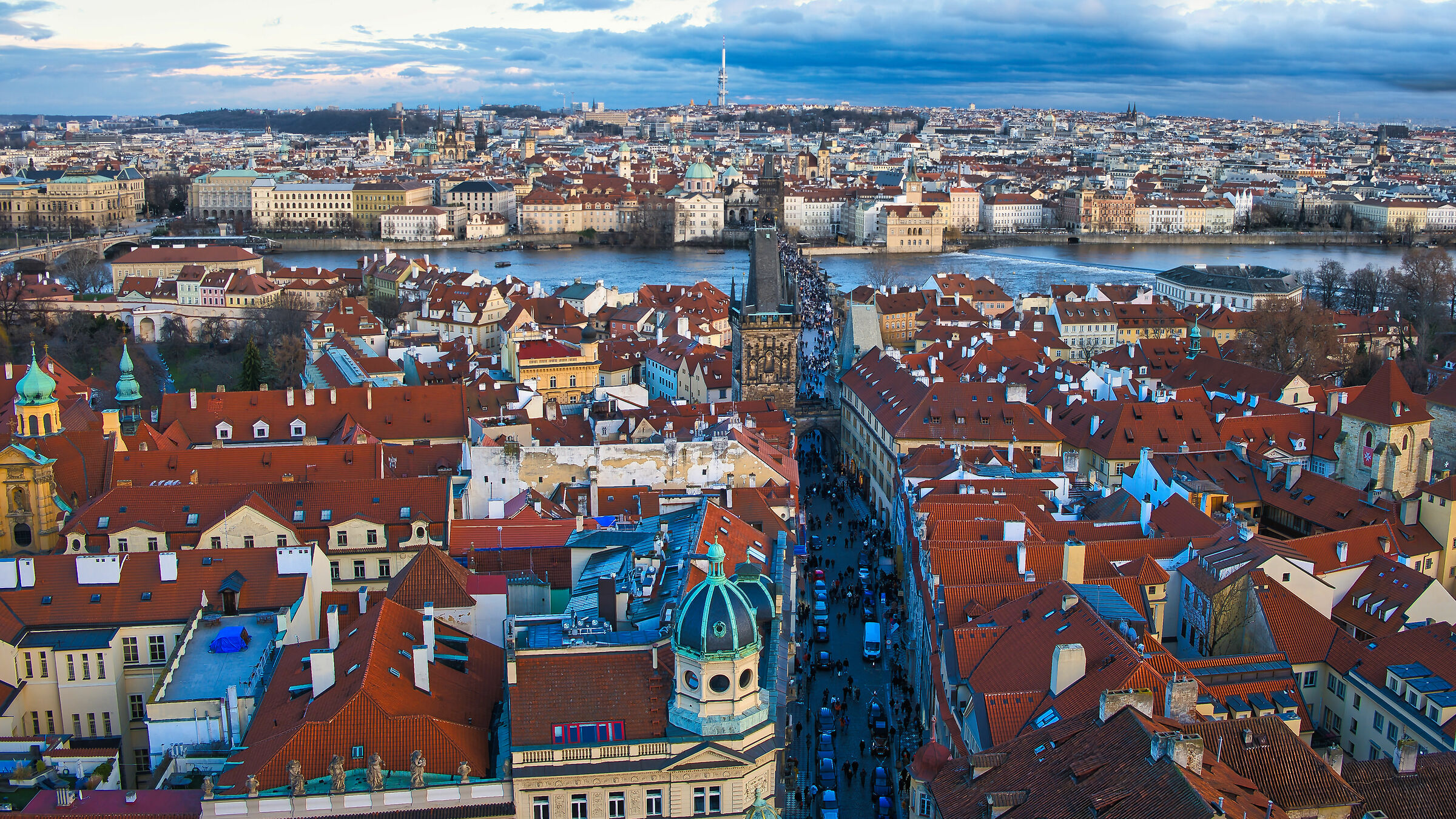 Charles Bridge. View from the bell tower of St. Nicholas...