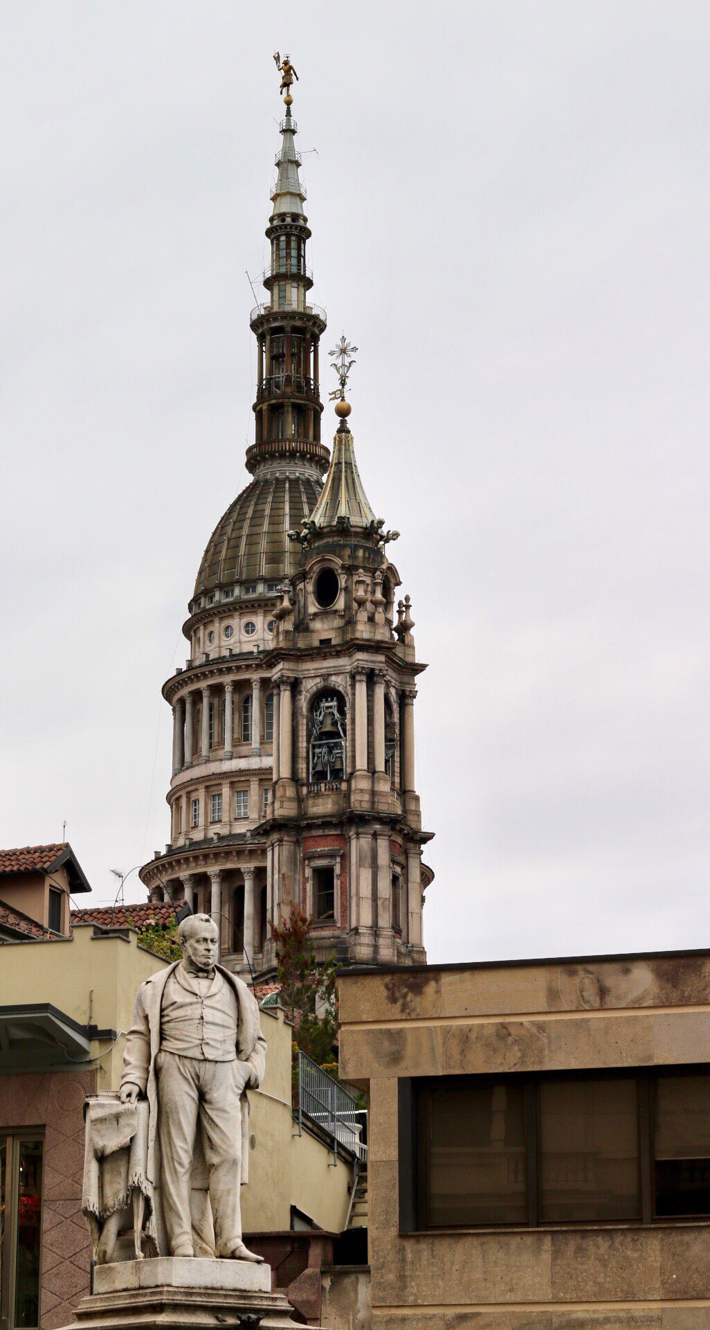 Novara. Cavour, dome and bell tower of San Gaudenzio. ...