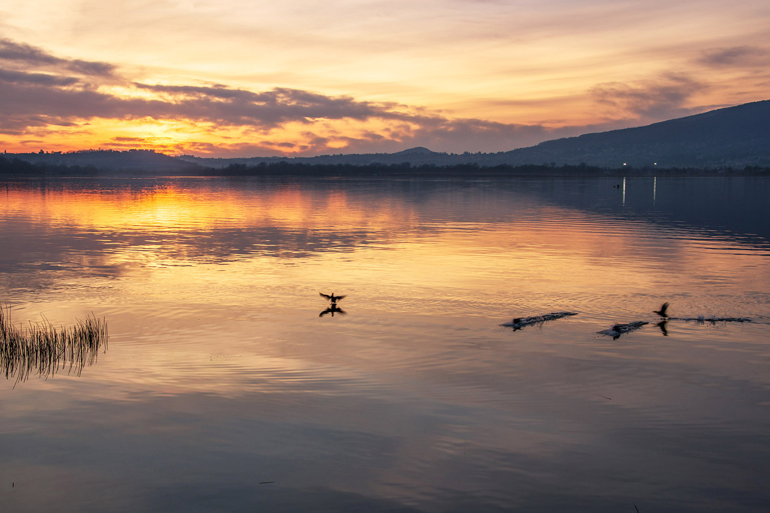 tramonto sul lago di Pusiano...