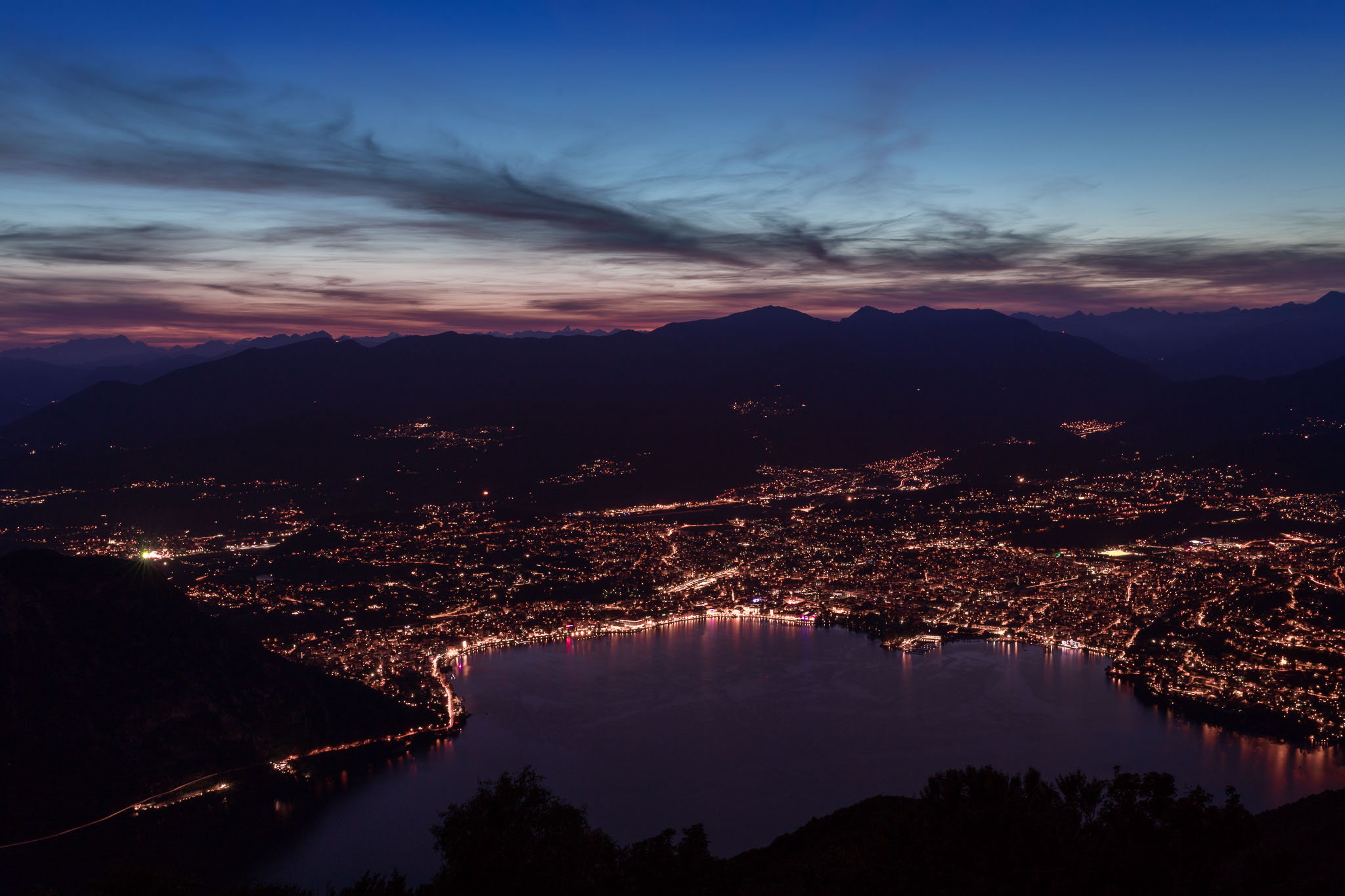 Panoramic view of Lugano from Lanzo d'Intelvi...